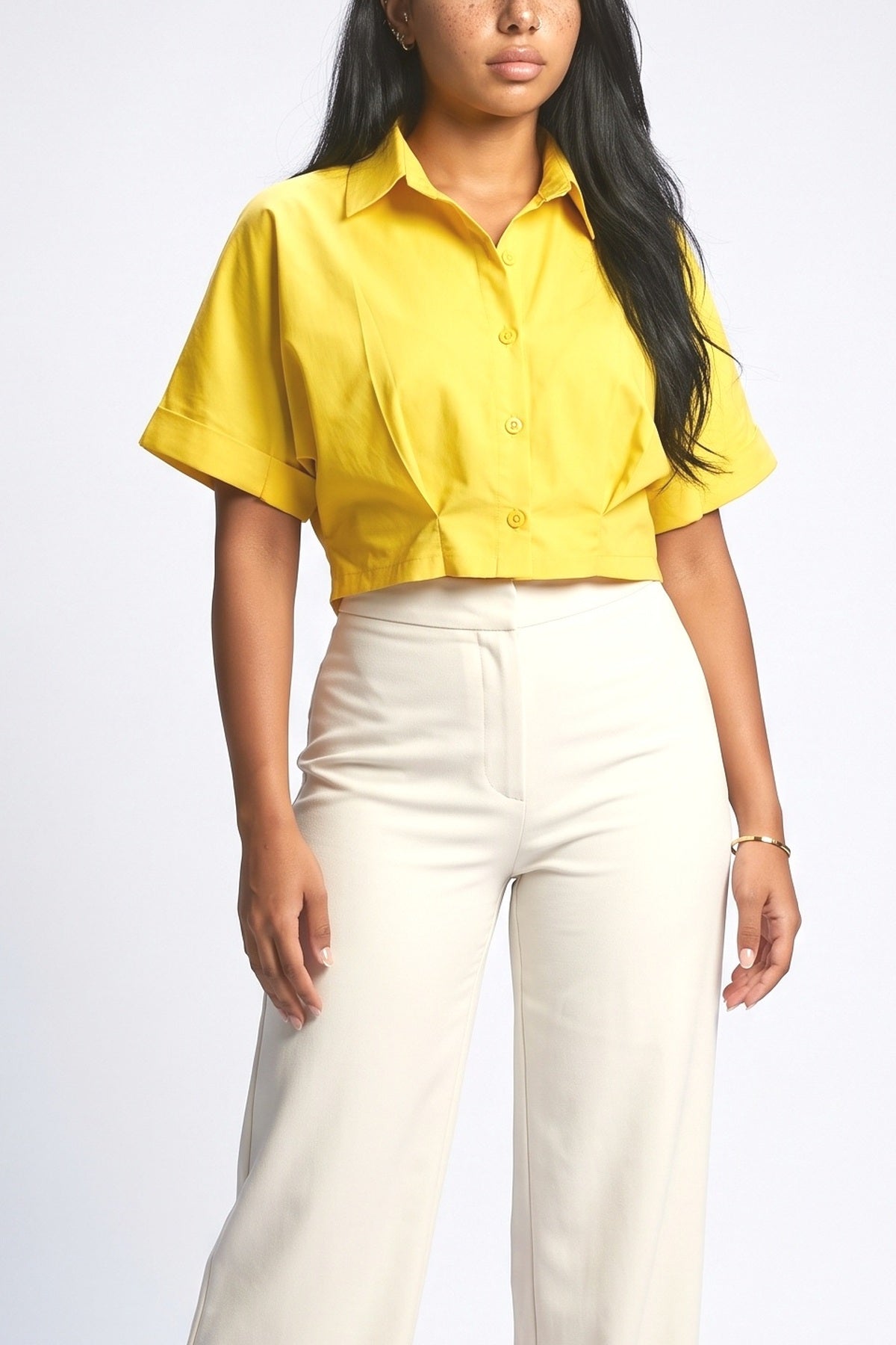 Yellow Short Sleeve Top, fabric detail