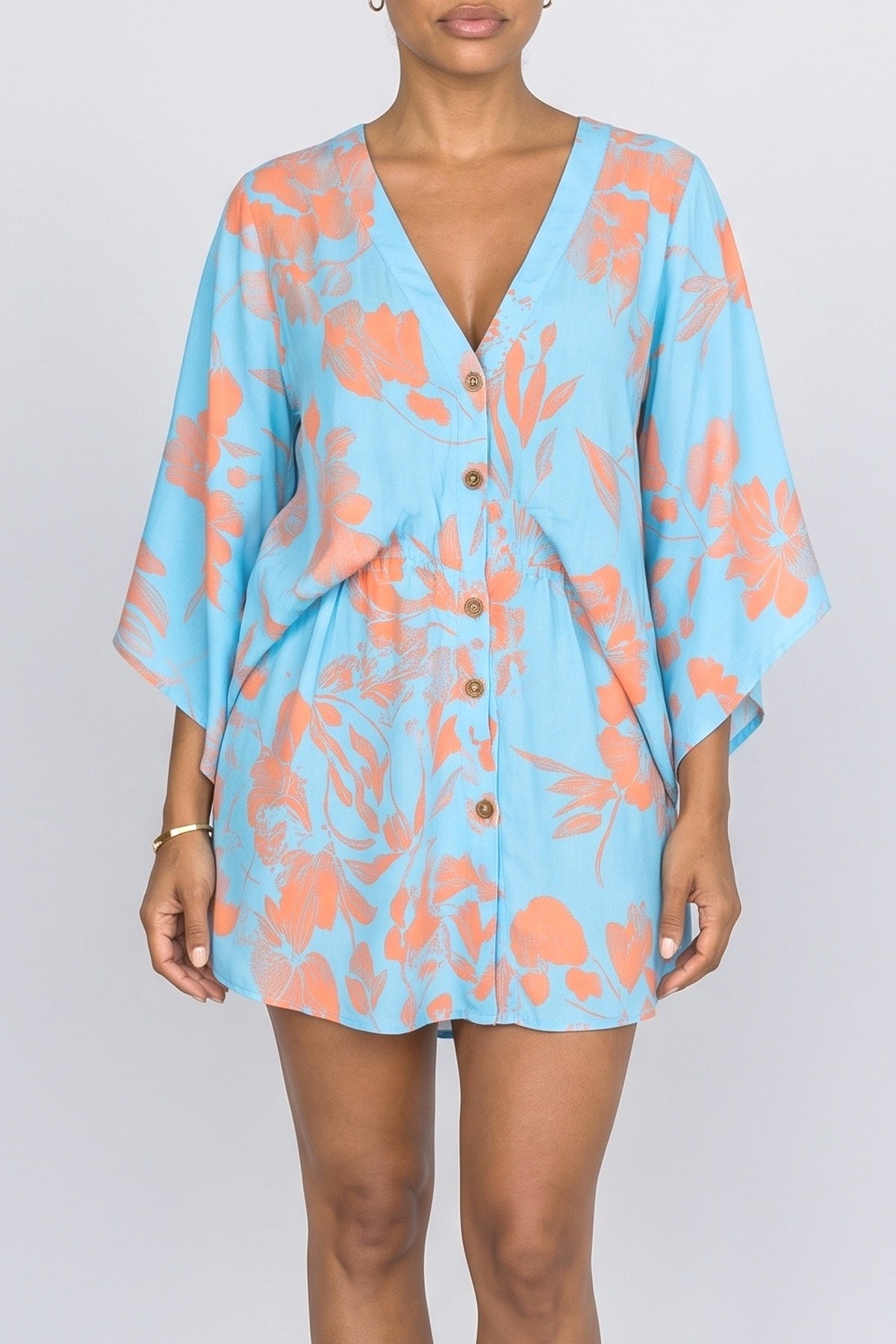 V-Neck Flutter Sleeve Beach Dress, fabric detail