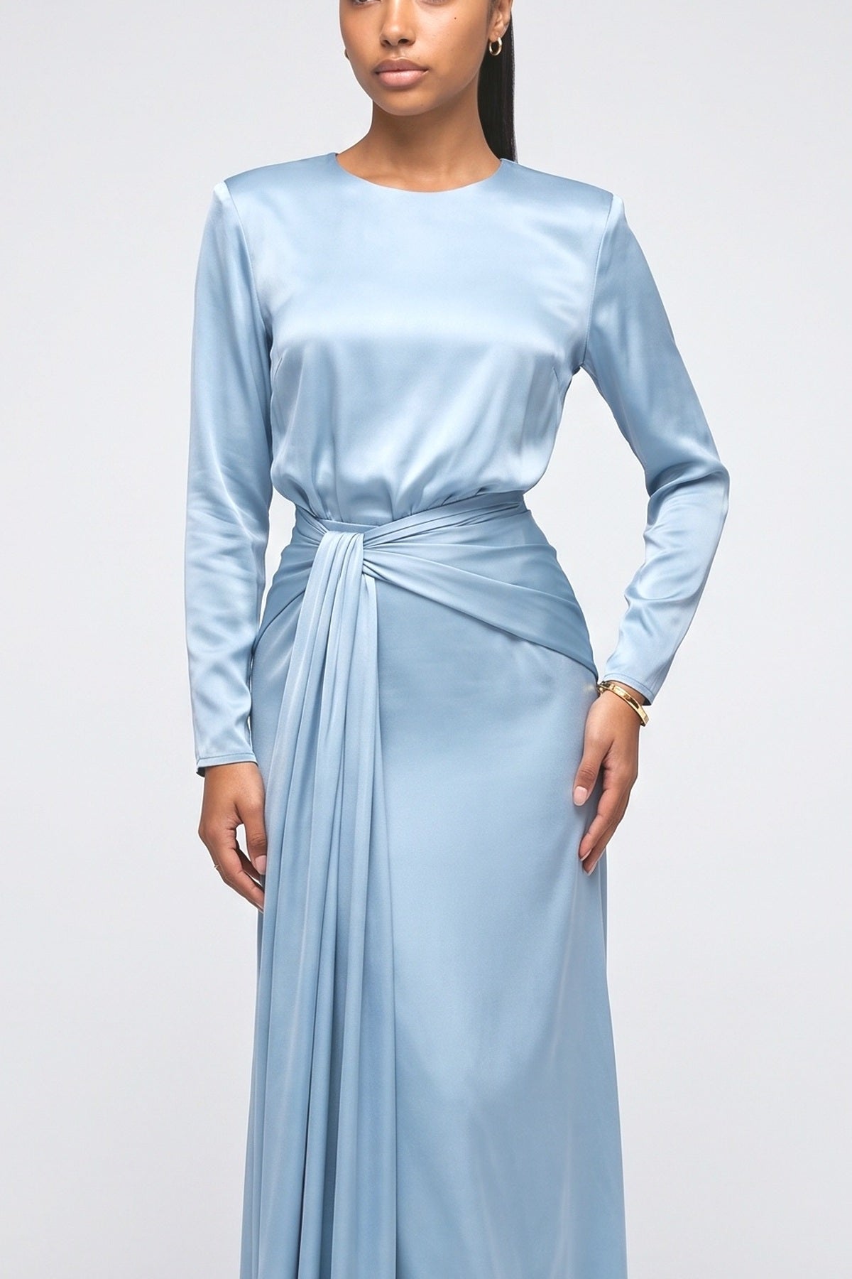 Satin Draped Maxi Dress, fabric detail