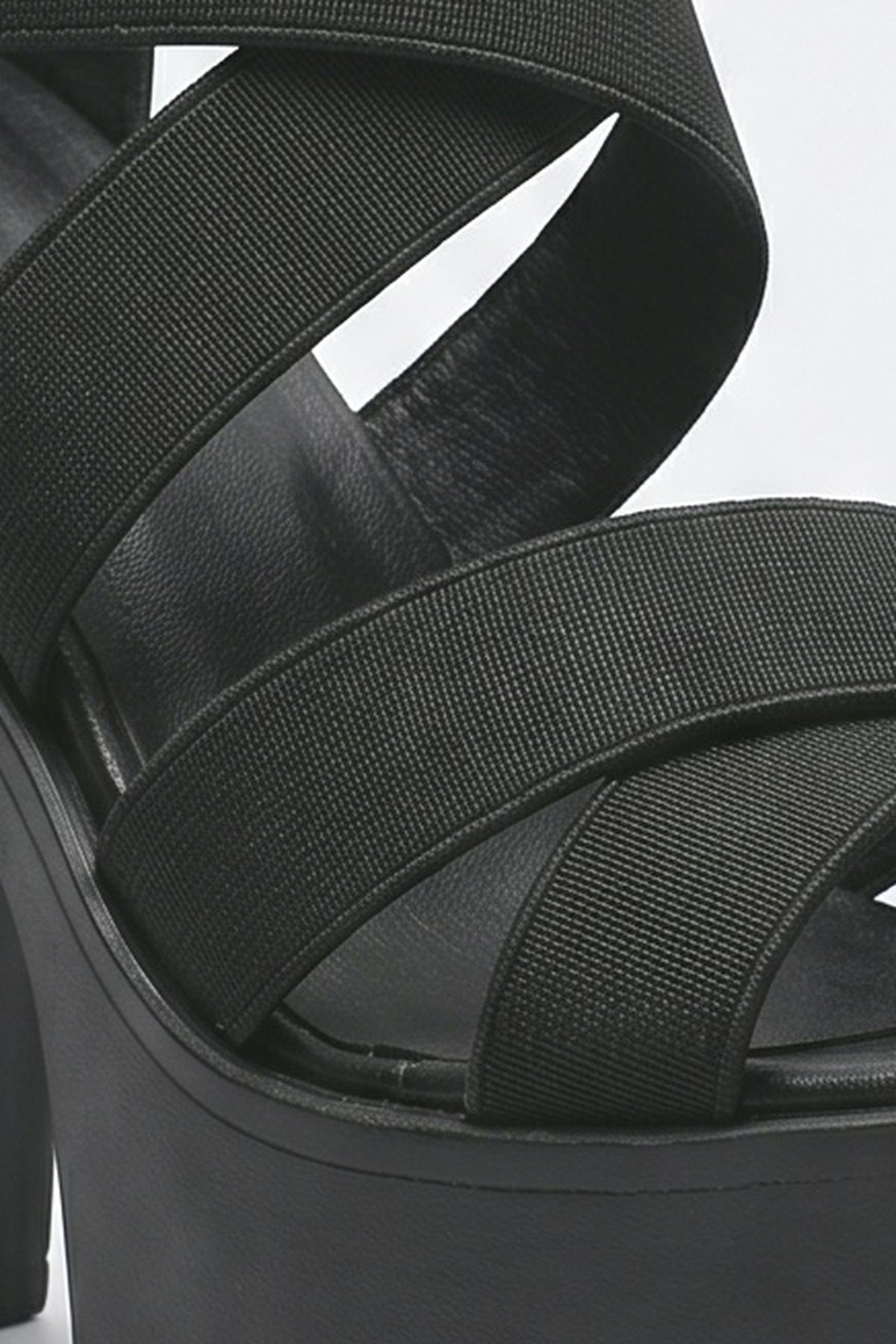 Black Platform Sandals, fabric detail