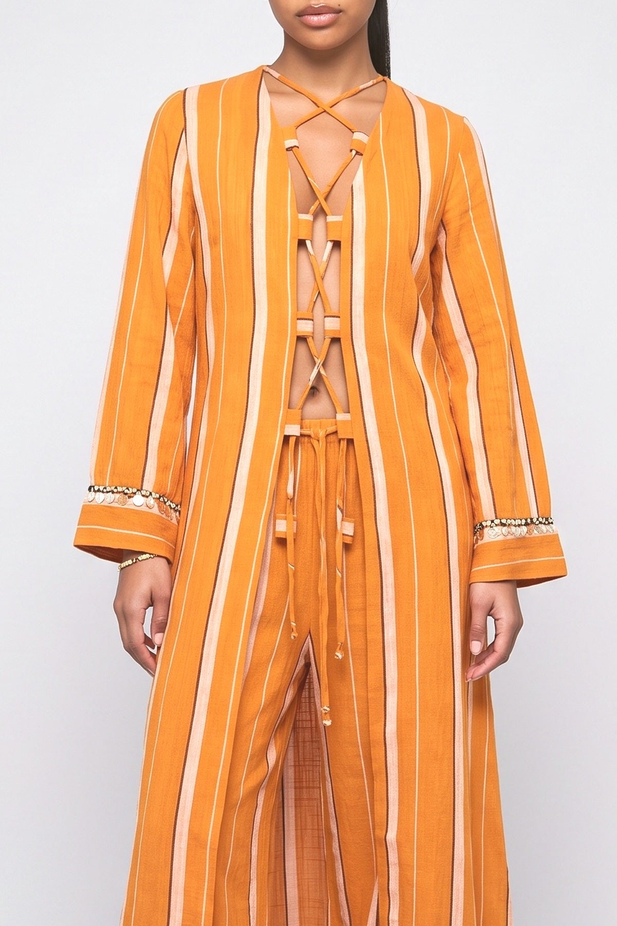 Striped Lace Outfit Set, fabric detail