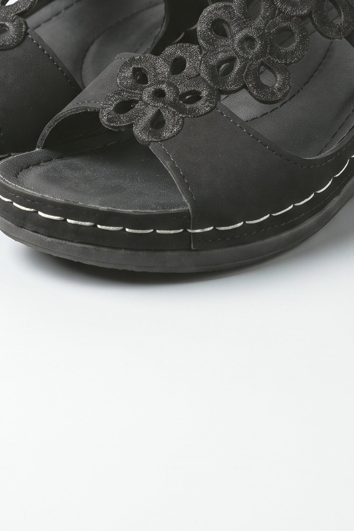 Floral Platform Sandals, fabric detail