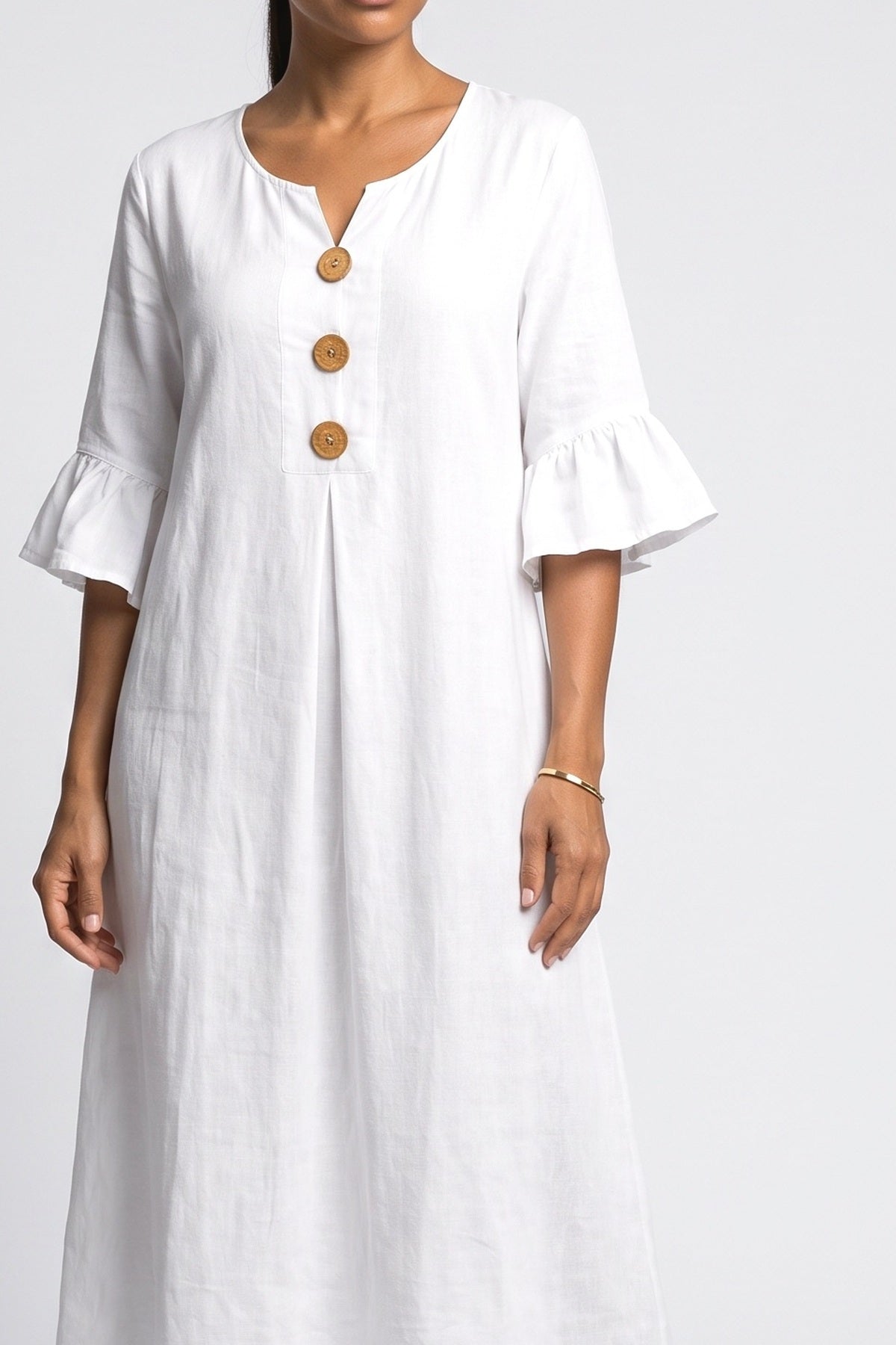 V-Neck Ruffle Midi Dress, fabric detail