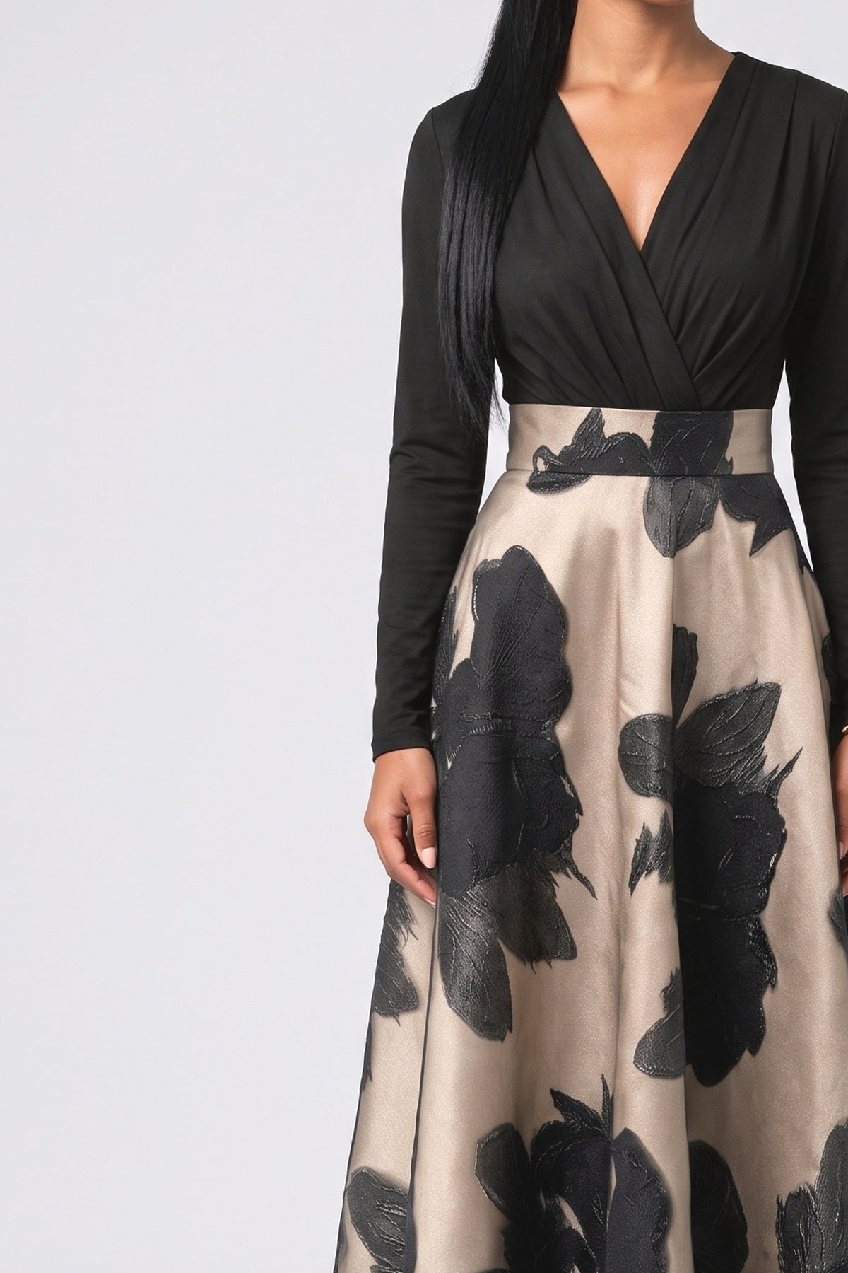 French Jacquard Midi Skirt Two-Piece Set, fabric detail