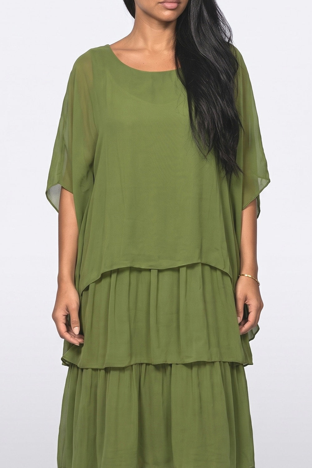 Chiffon Tiered Maxi Dress, fabric detail