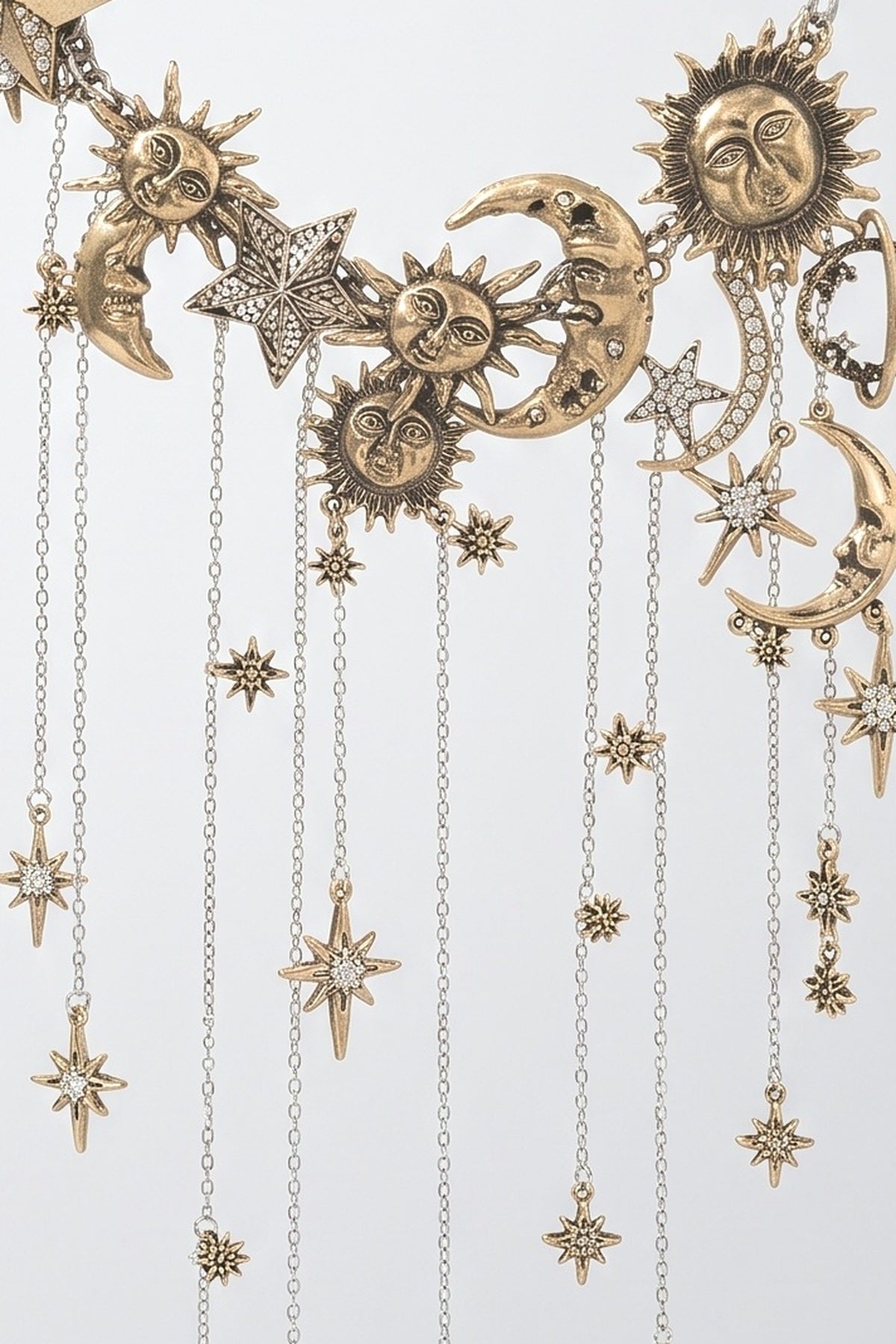 Gold Fringe Necklace, fabric detail