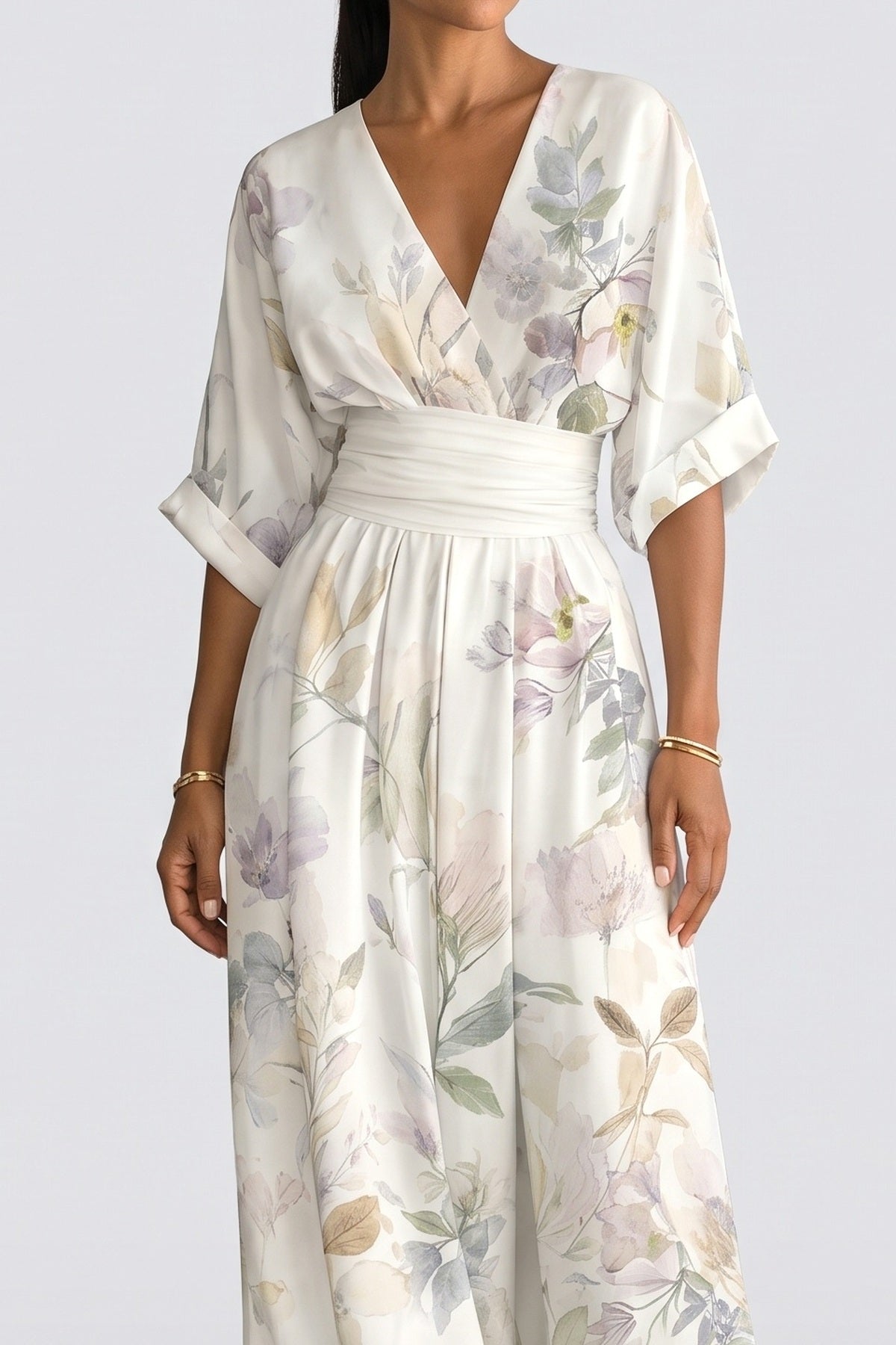 V-Neck Print Jumpsuit, fabric detail