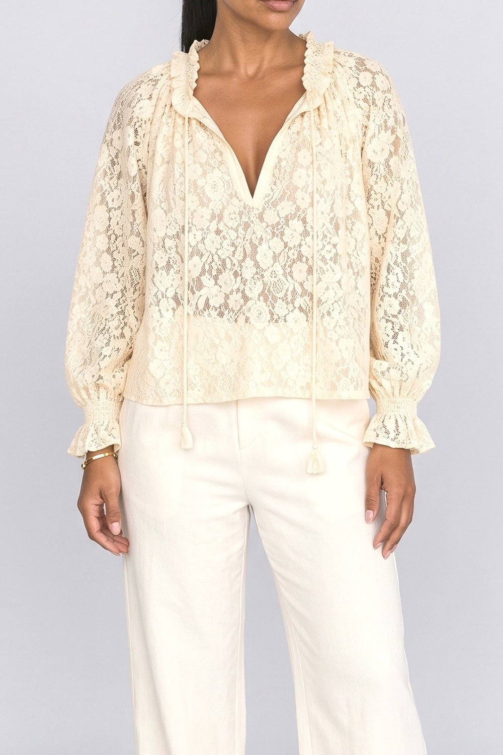 Lace Floral Blouse, fabric detail