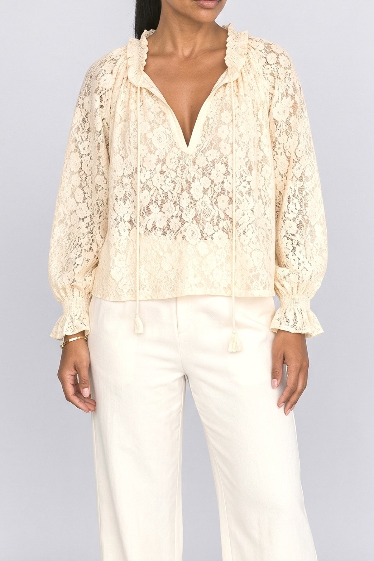 Lace Floral Blouse, fabric detail