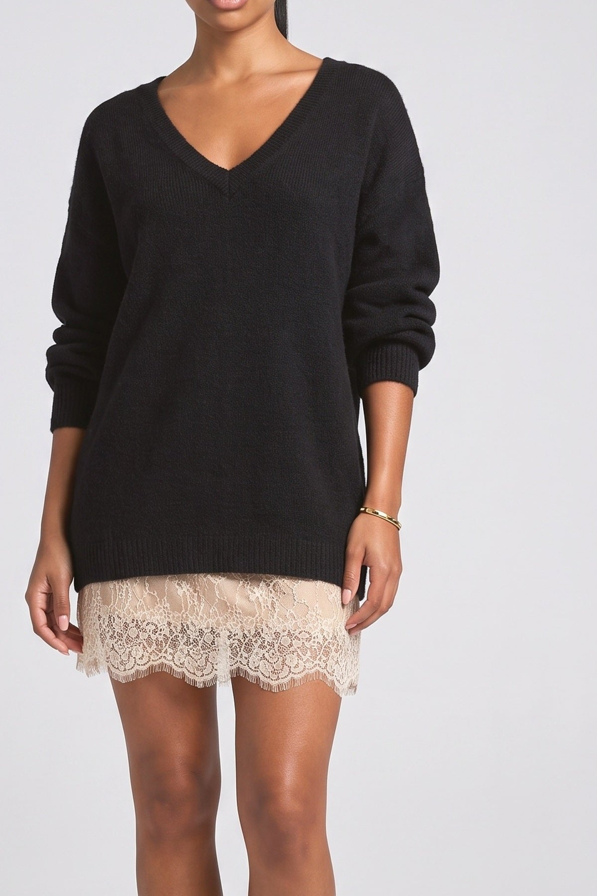 Black Lace Mini Dress, fabric detail