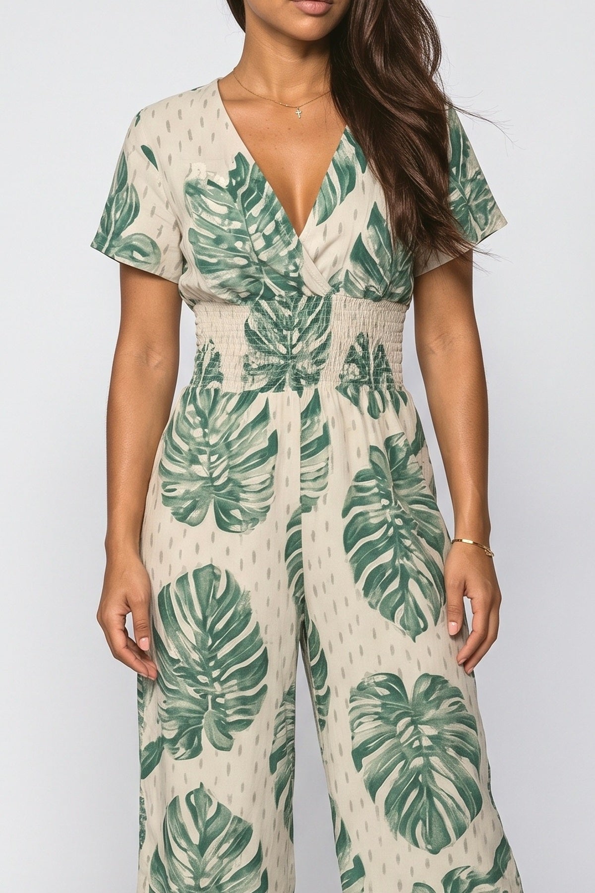 V-Neck Jumpsuit, fabric detail