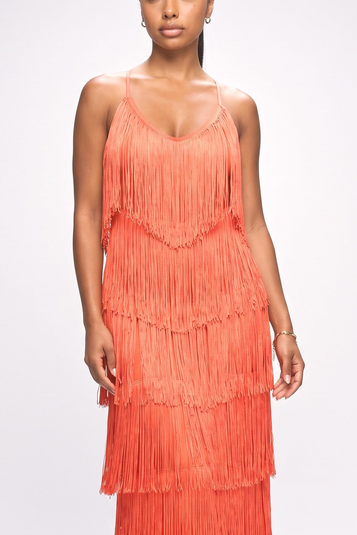 One-Shoulder Tiered Maxi Dress, fabric detail