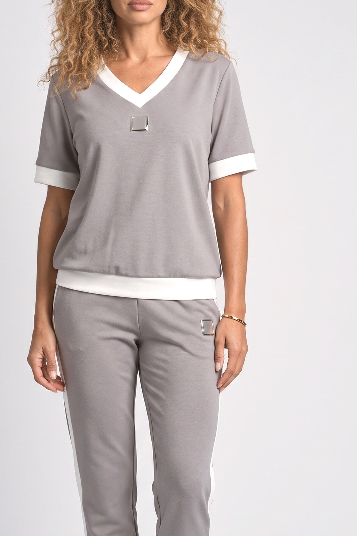 V-Neck Two Piece Outfit, fabric detail