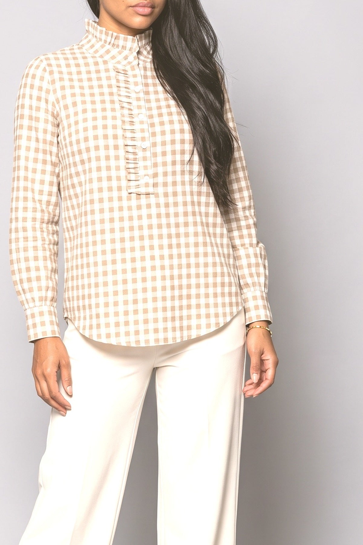 Gingham Ruffle Blouse, fabric detail