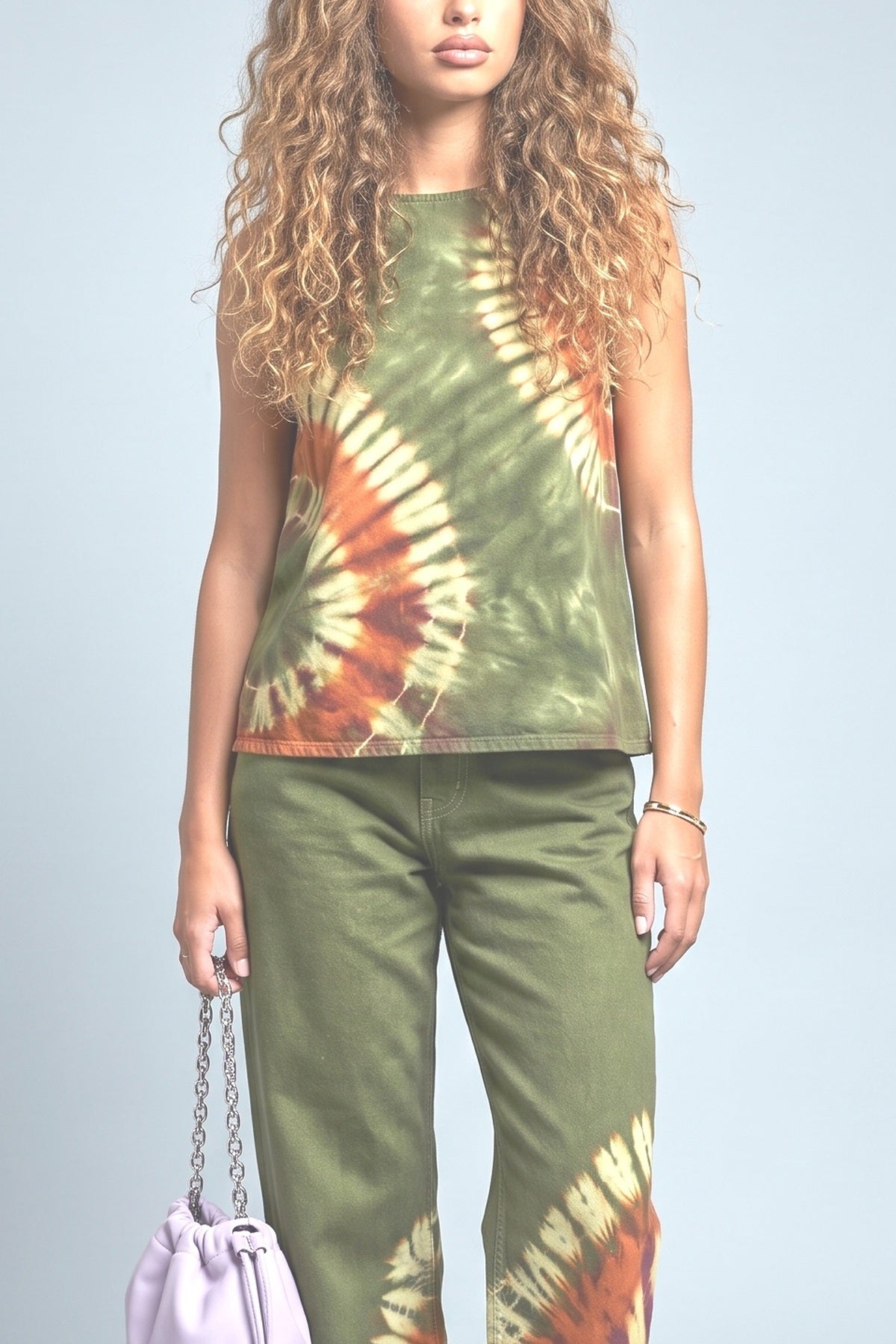 Green Tie-Dye Outfit Set, fabric detail