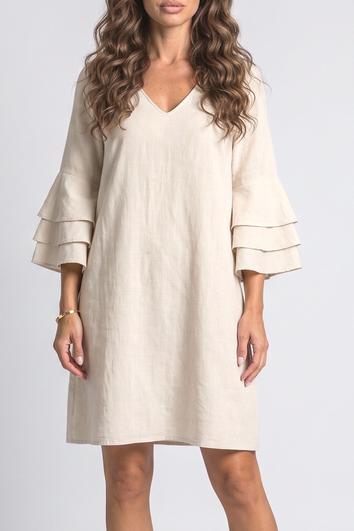 V-Neck Ruffle Summer Dress, fabric detail
