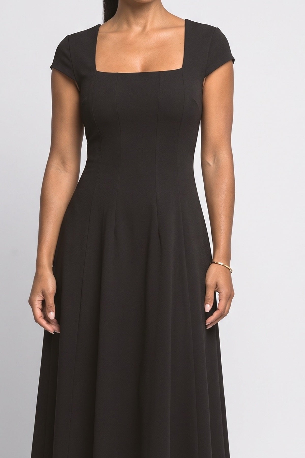 Square Neck A-Line Cocktail Dress, fabric detail