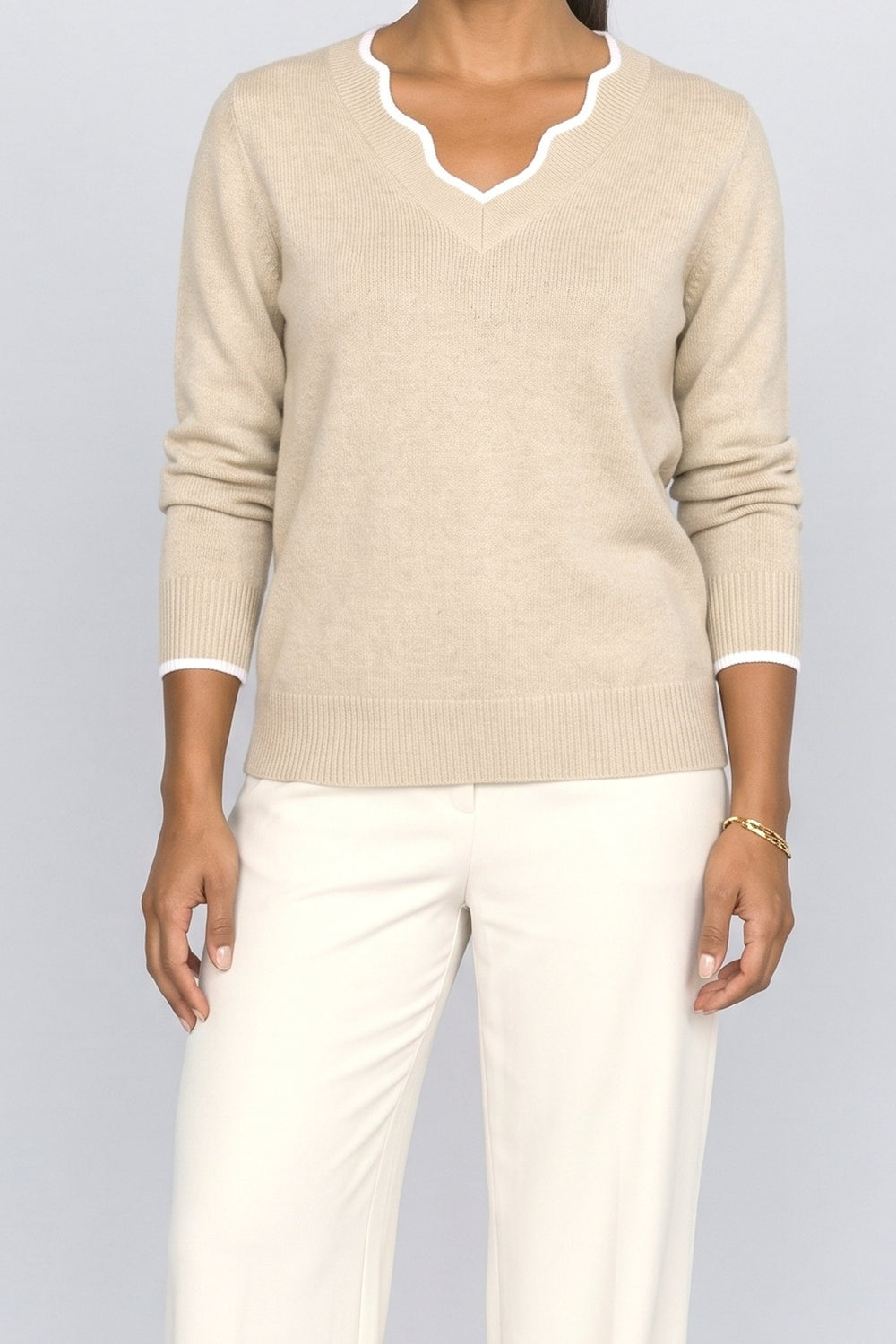 V-Neck Knit Top, fabric detail