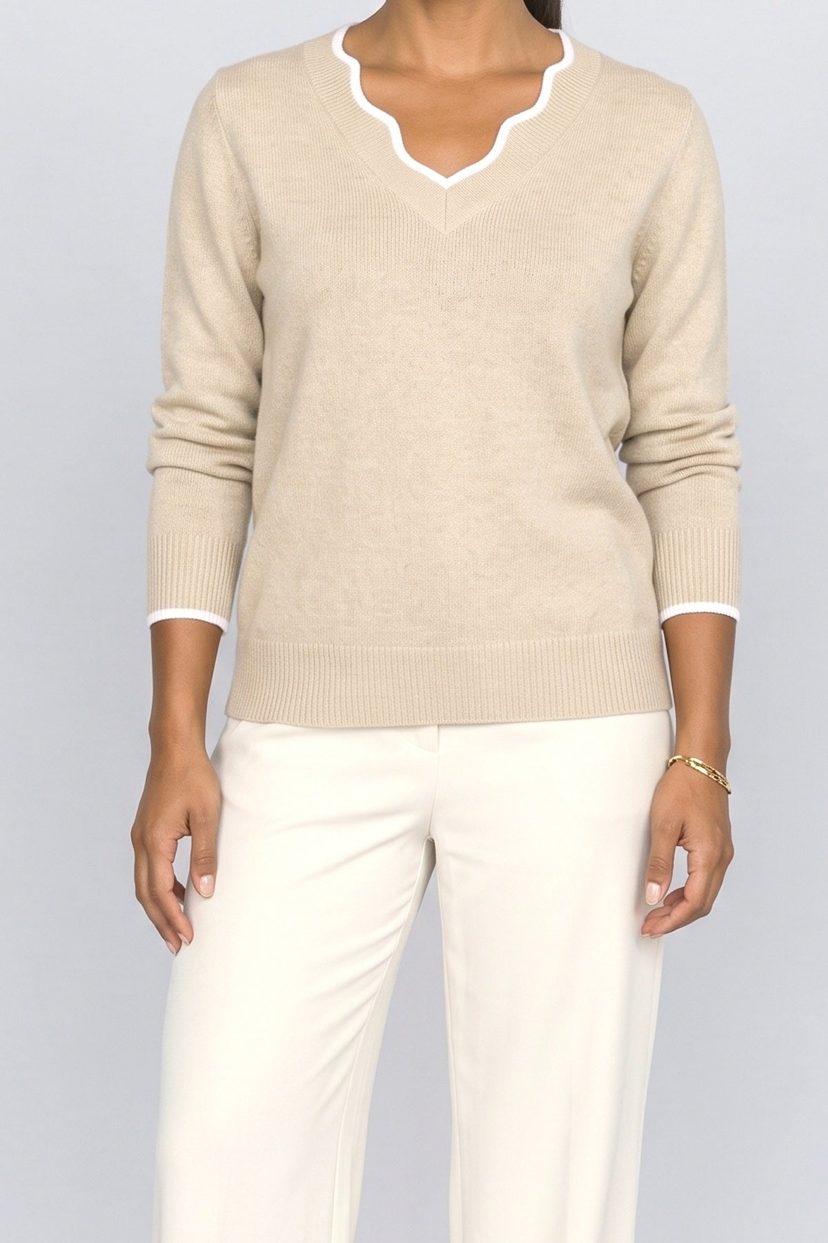 V-Neck Knit Top, fabric detail
