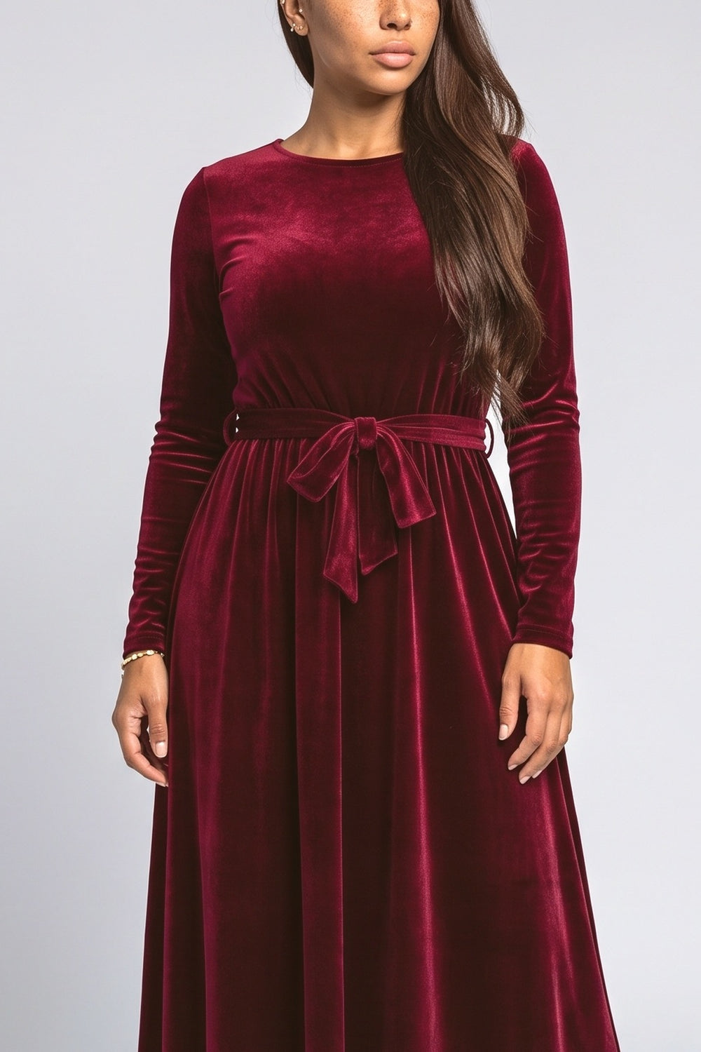 Velvet A-Line Maxi Dress, fabric detail