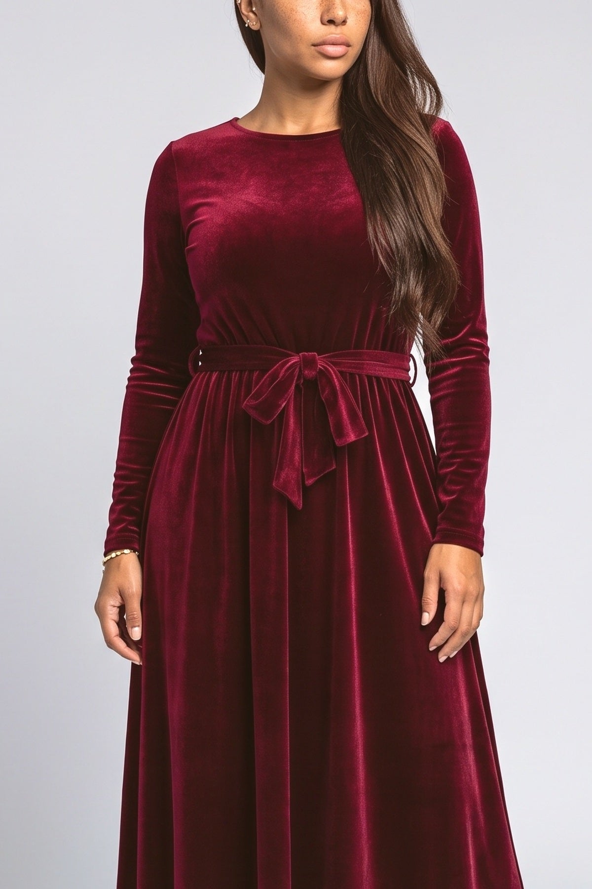 Velvet A-Line Maxi Dress, fabric detail