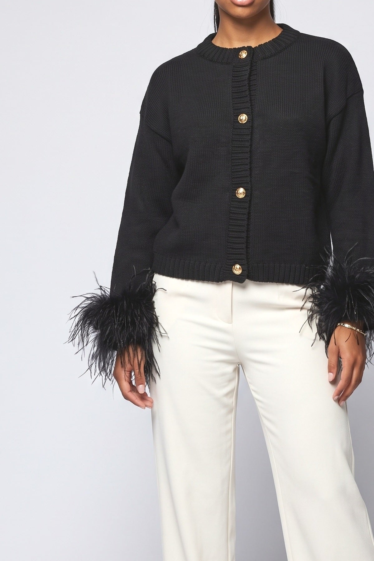 Feather Trim Top, fabric detail