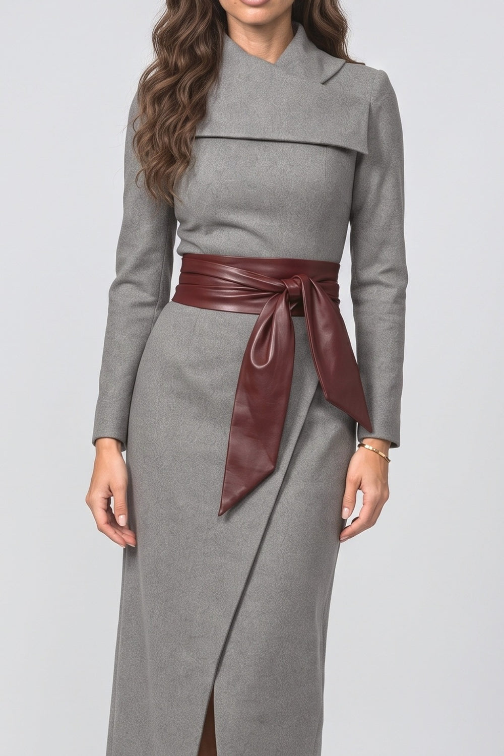 Knit Wrap Midi Dress, fabric detail