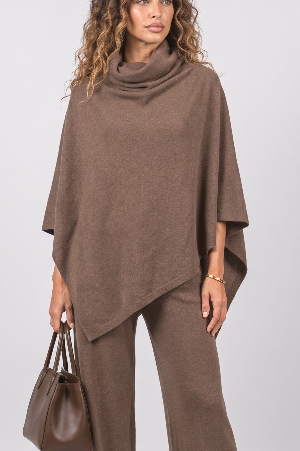 Cowl Neck Cape Two Piece Outfit, fabric detail