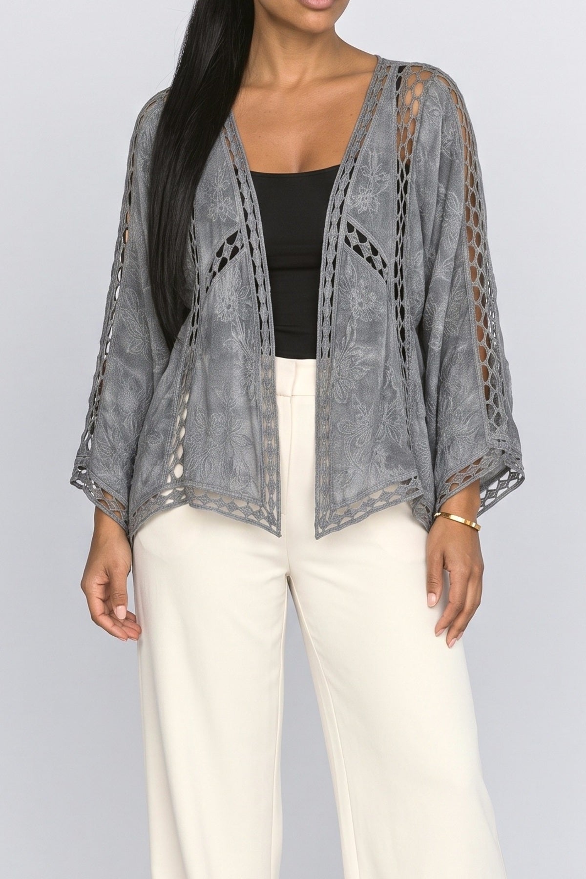 Crochet Knit Cardigan, fabric detail