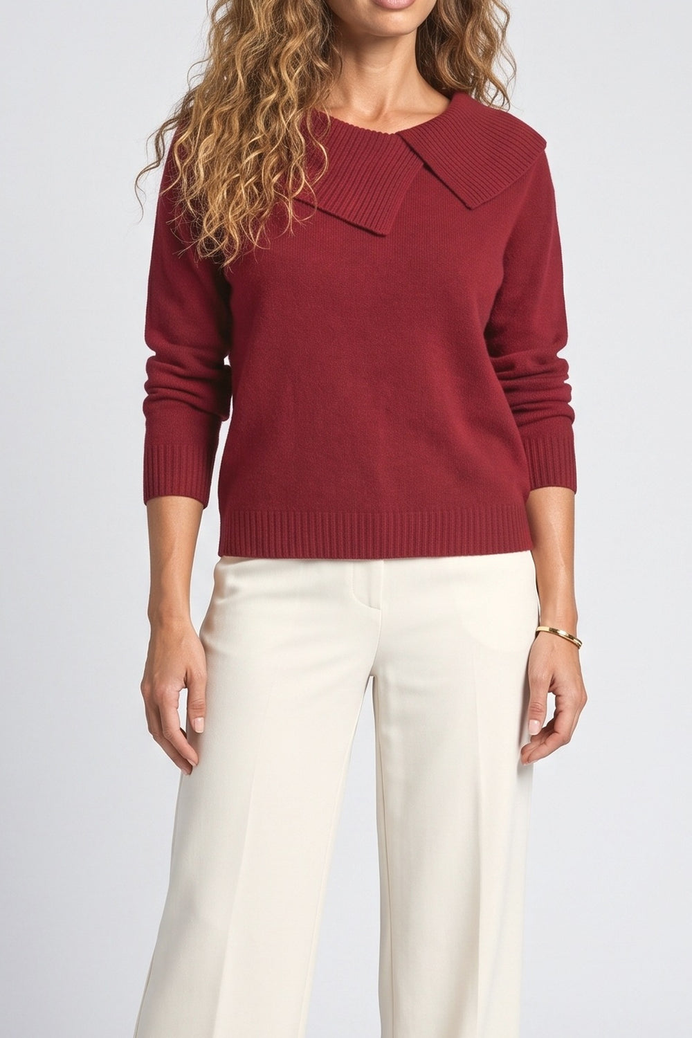 Knit Asymmetric Pullover Sweater, fabric detail