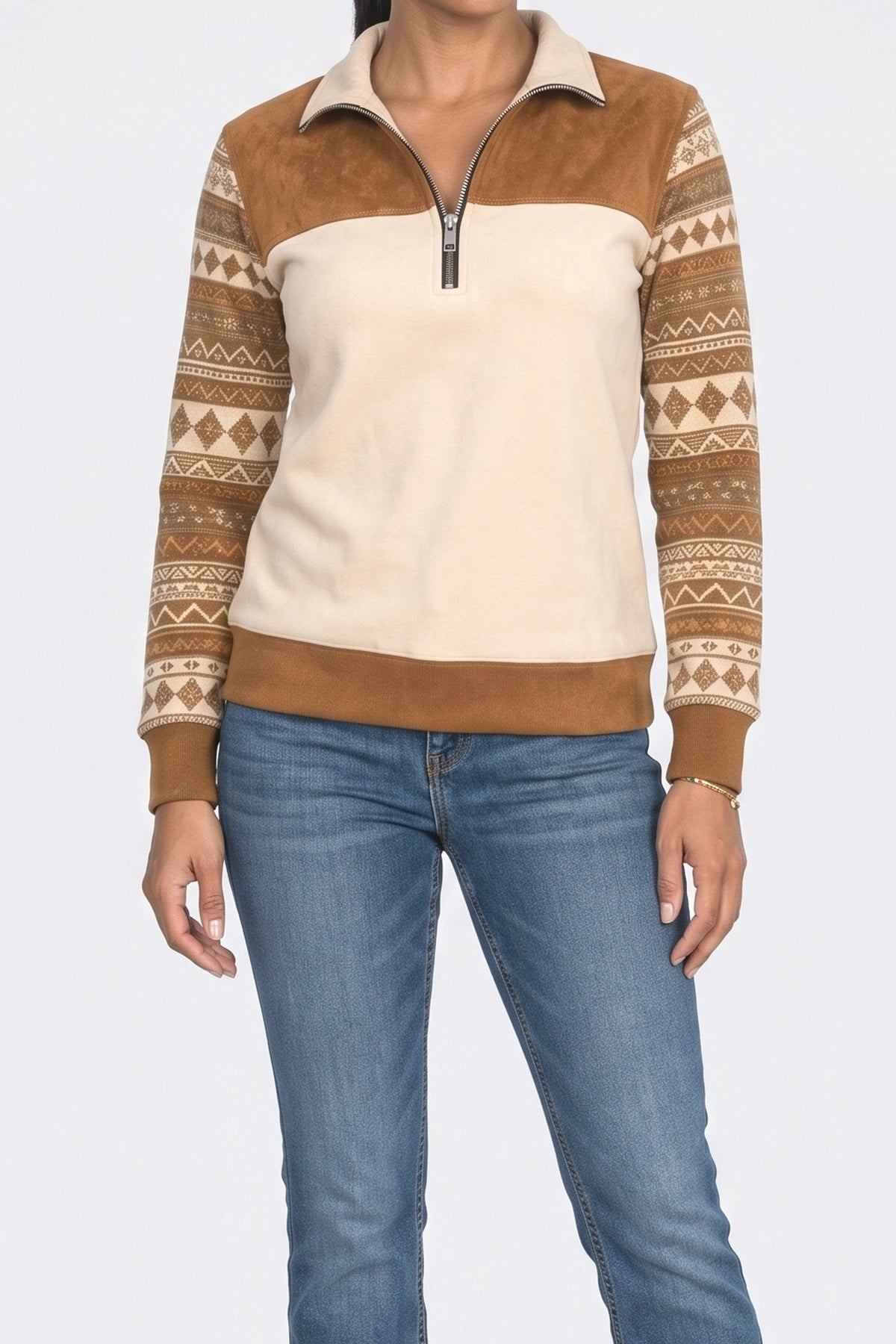 Multicolor Pullover Sweater, fabric detail