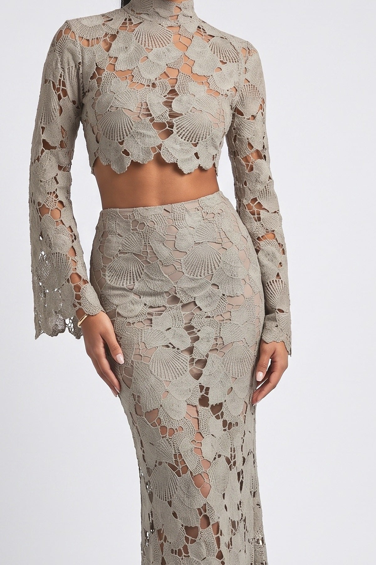 Green Lace Outfit Set, fabric detail