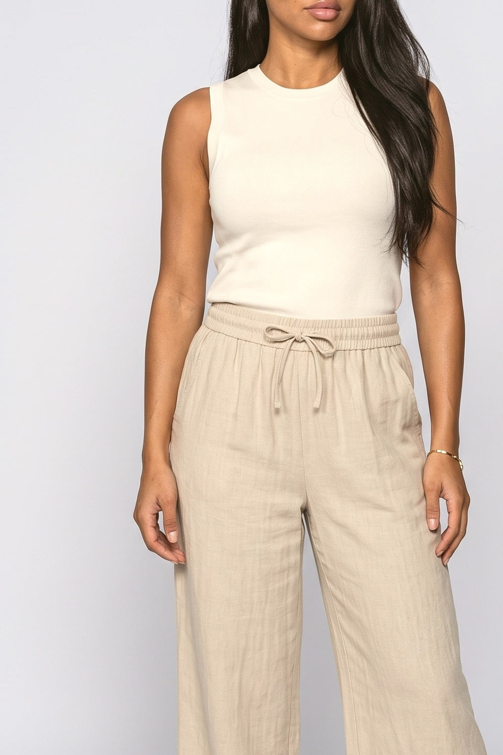 Linen Women's Trousers, fabric detail