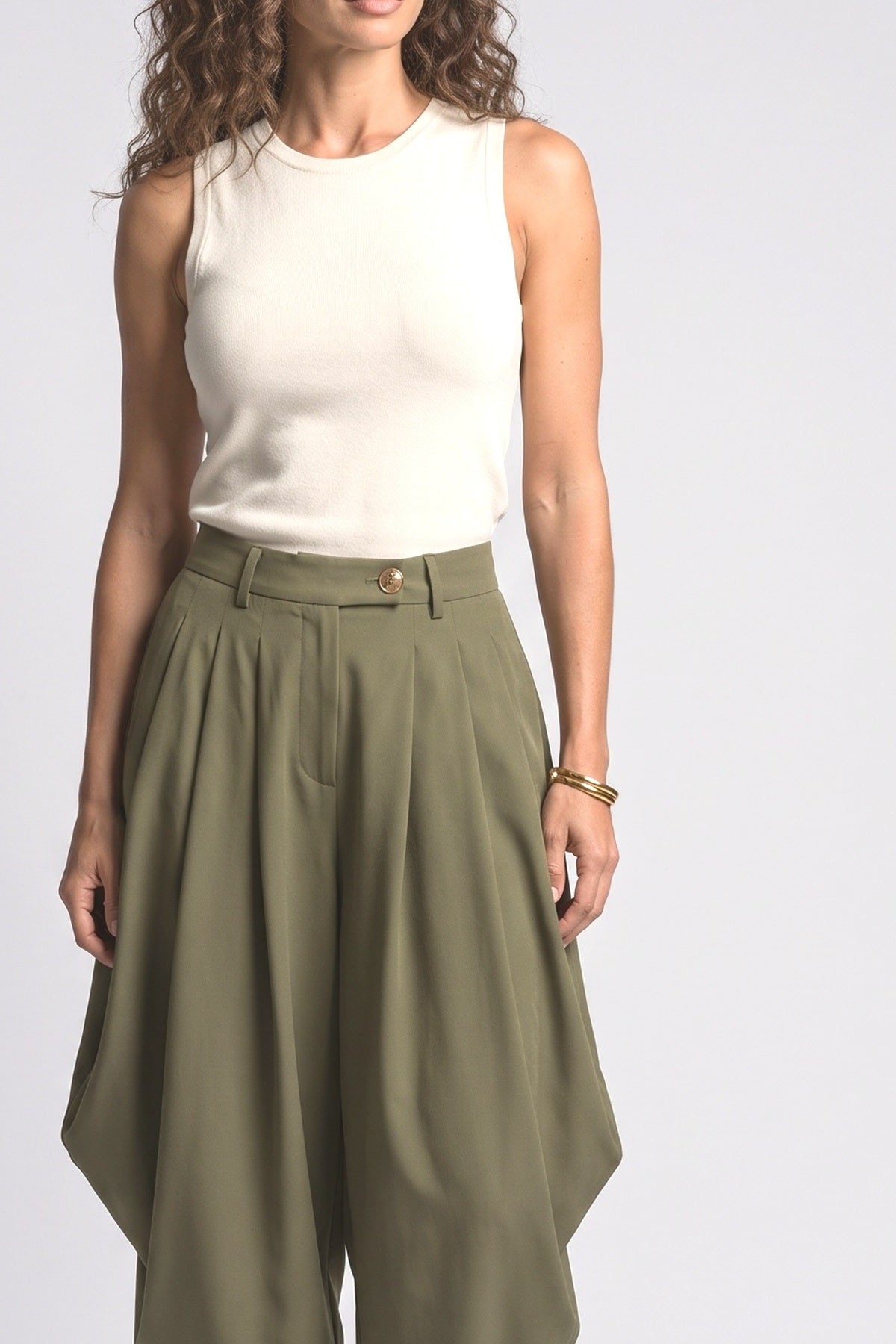 Pleated Wide Leg Pants, fabric detail