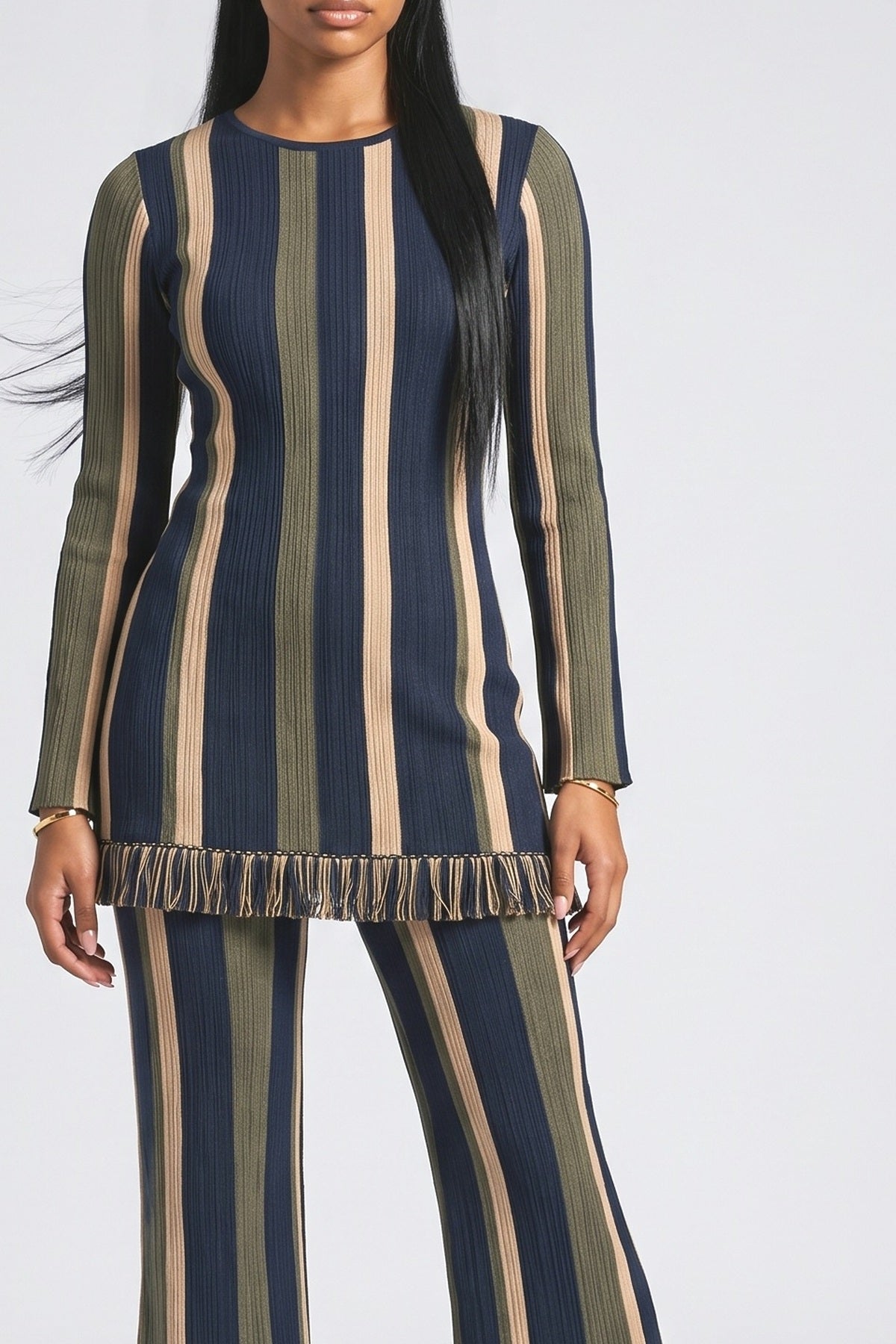 Striped Knit Outfit Set, fabric detail