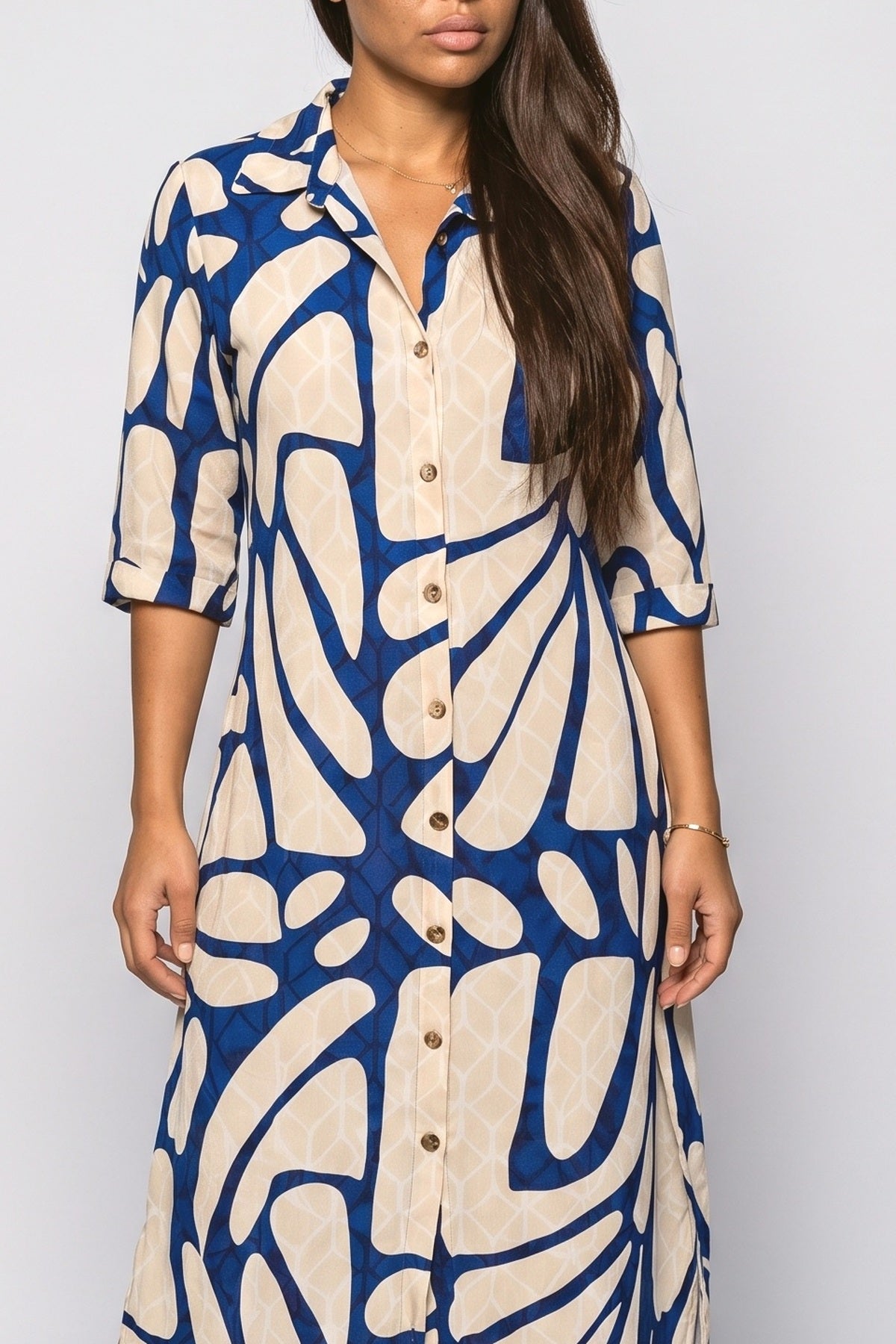 Multicolor Geometric Midi Dress, fabric detail