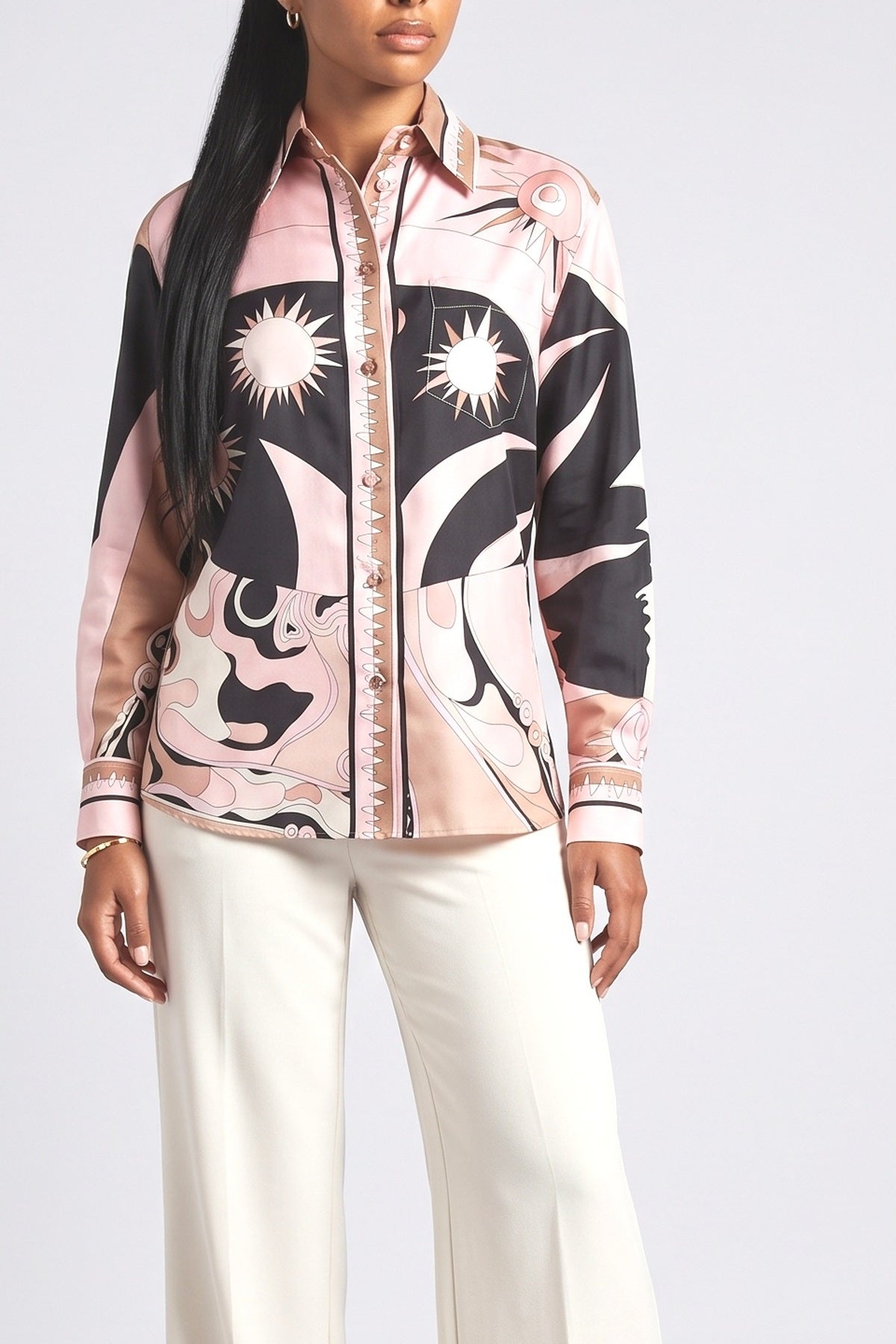 Pink Floral Top, fabric detail