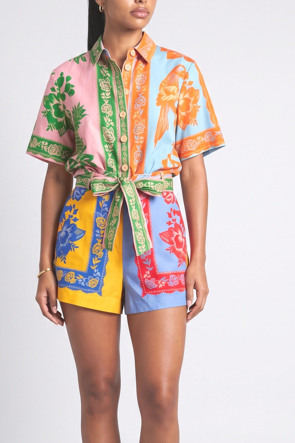 Multicolor Floral Jumpsuit, fabric detail