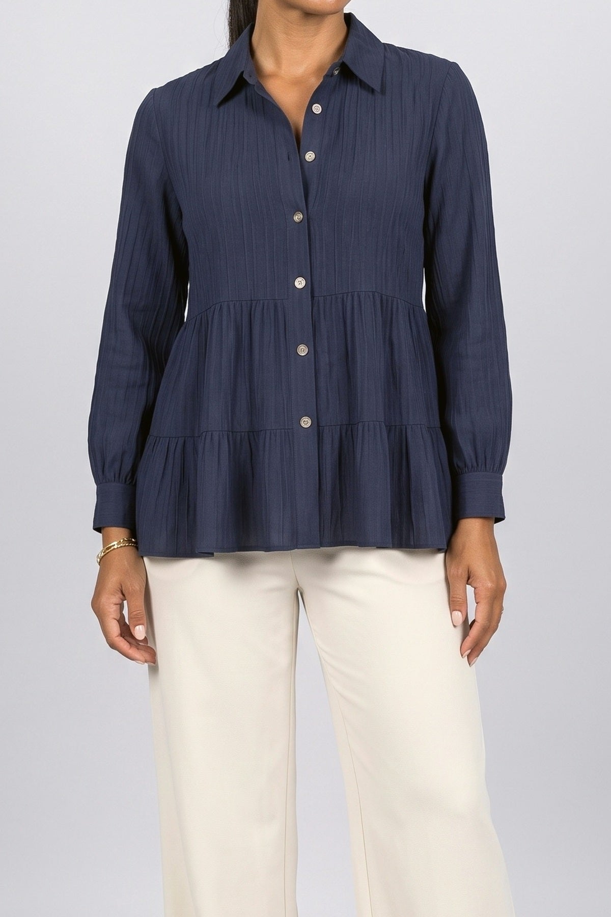 Long Sleeve Tiered Blouse, fabric detail