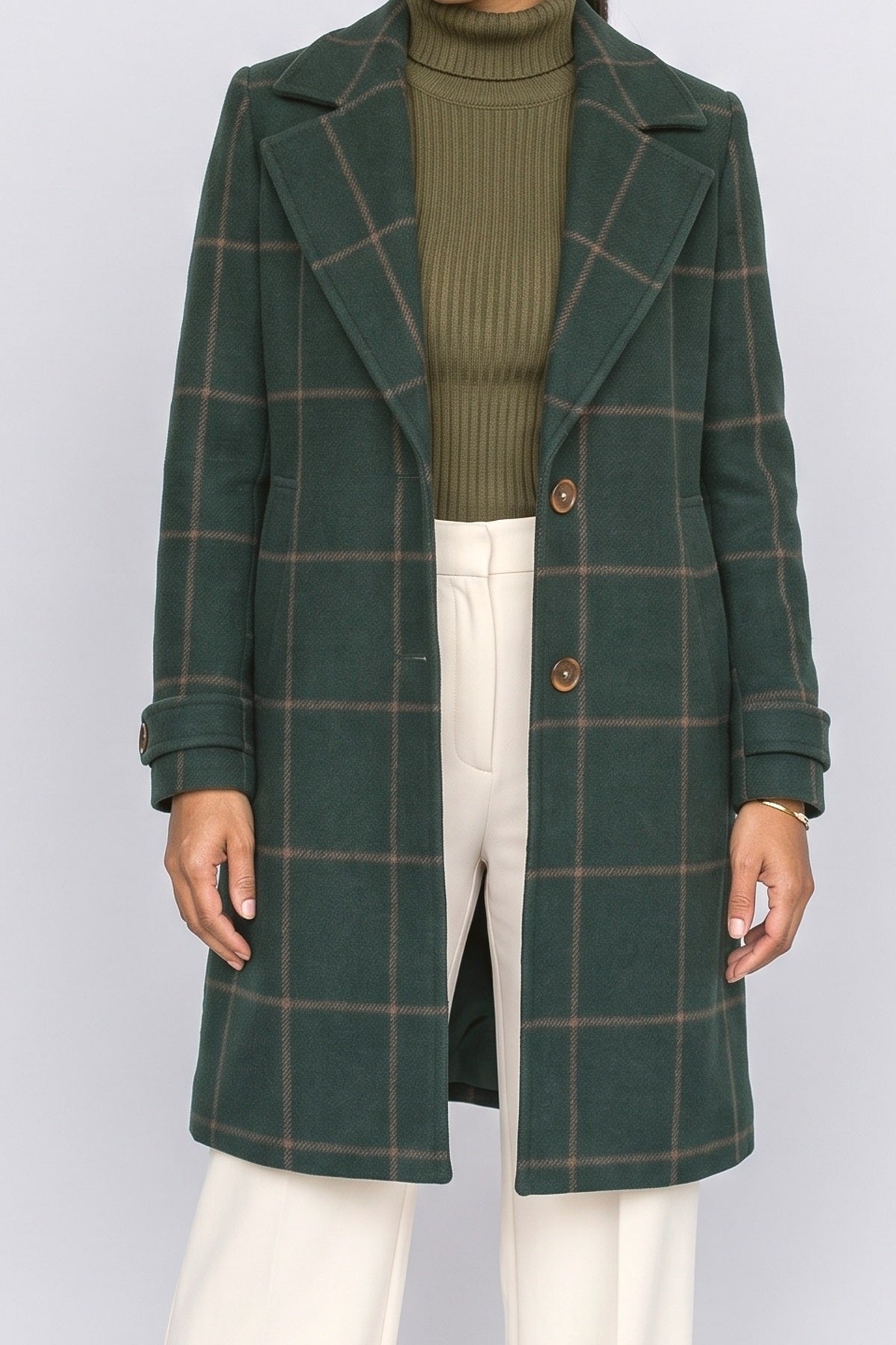 Plaid Oversized Wool Coat, fabric detail