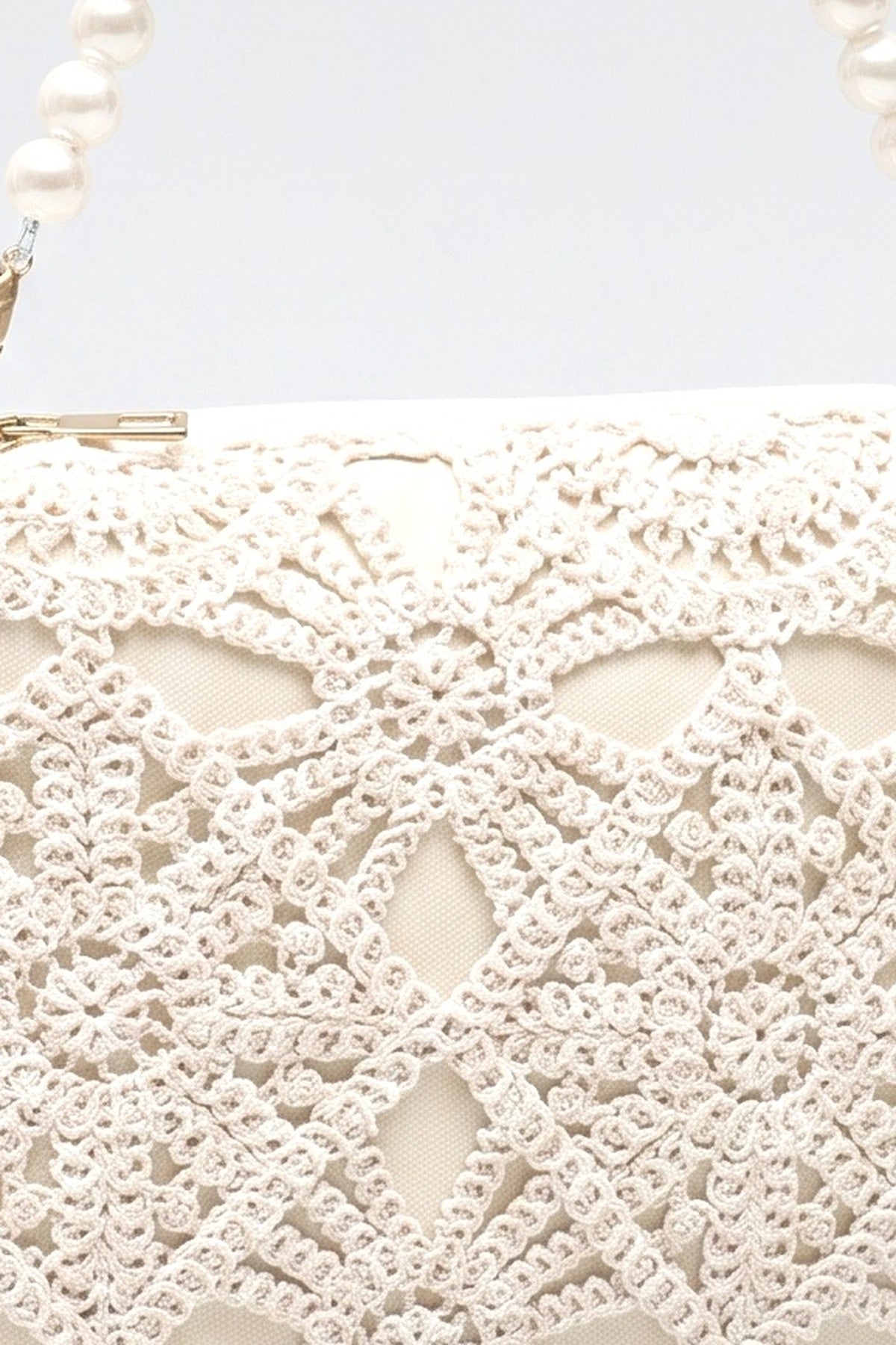 Hollow Crochet Lace Evening Clutch Bag, fabric detail