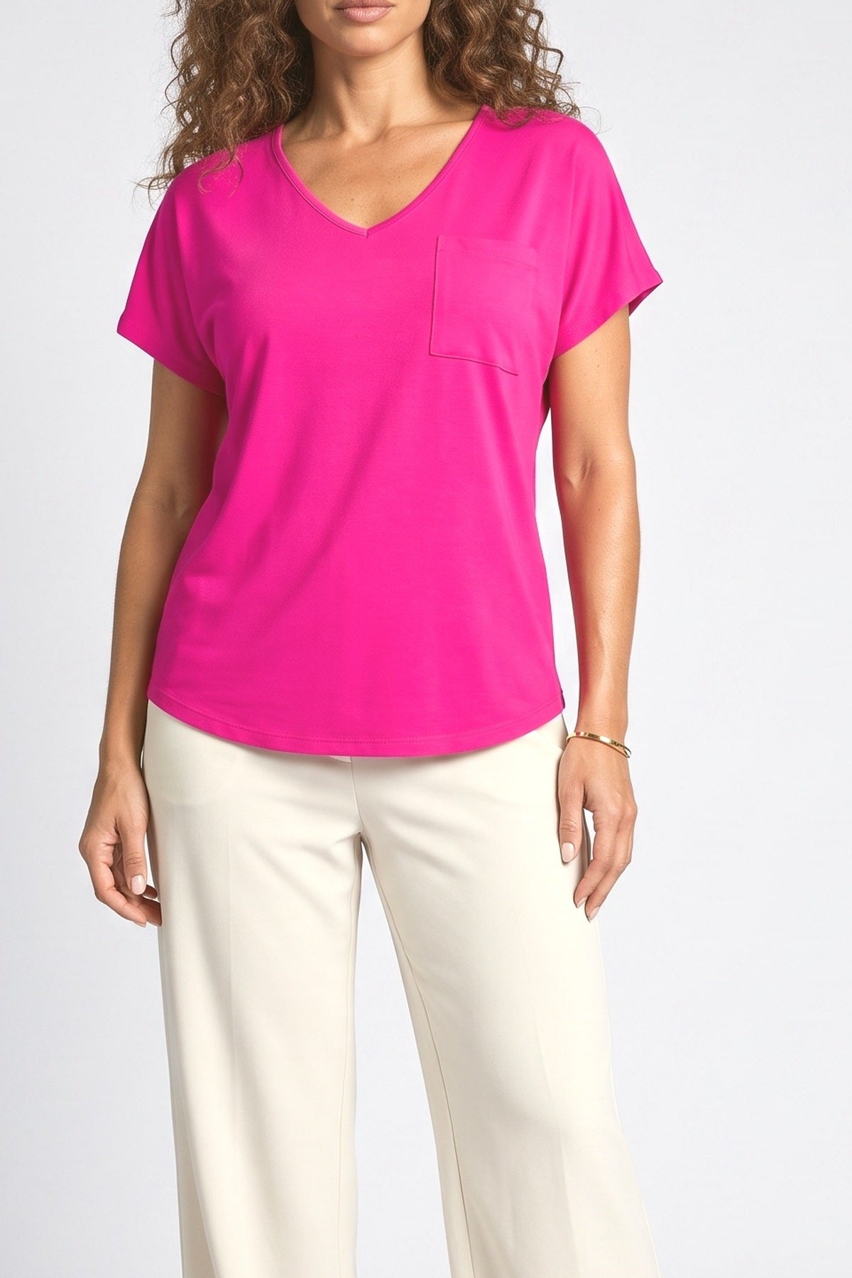 V-Neck T Shirt Women, fabric detail