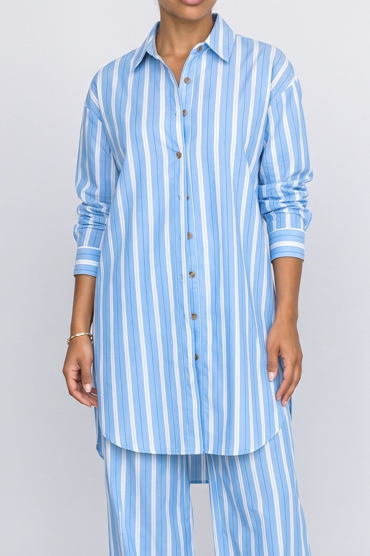 Striped Pants Set Women, fabric detail