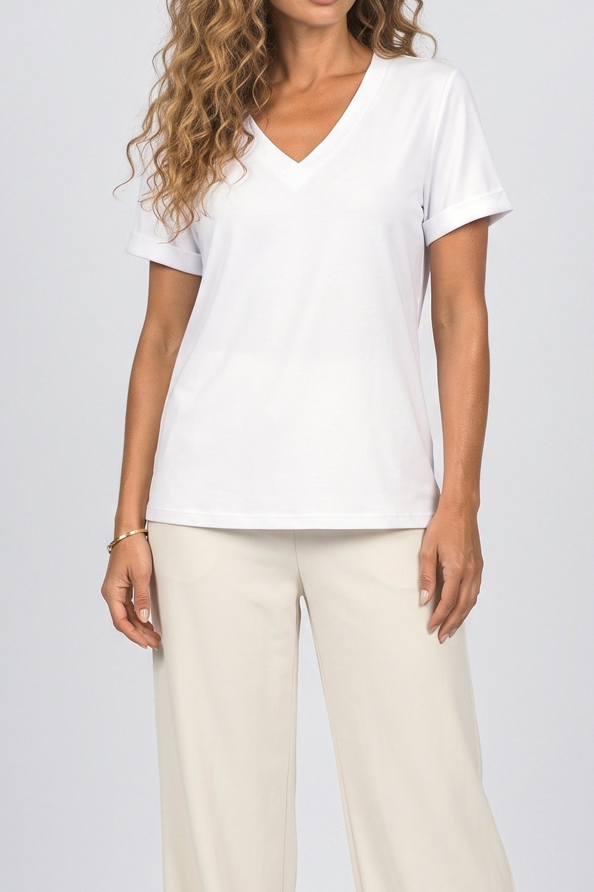 V-Neck T Shirt Women, fabric detail