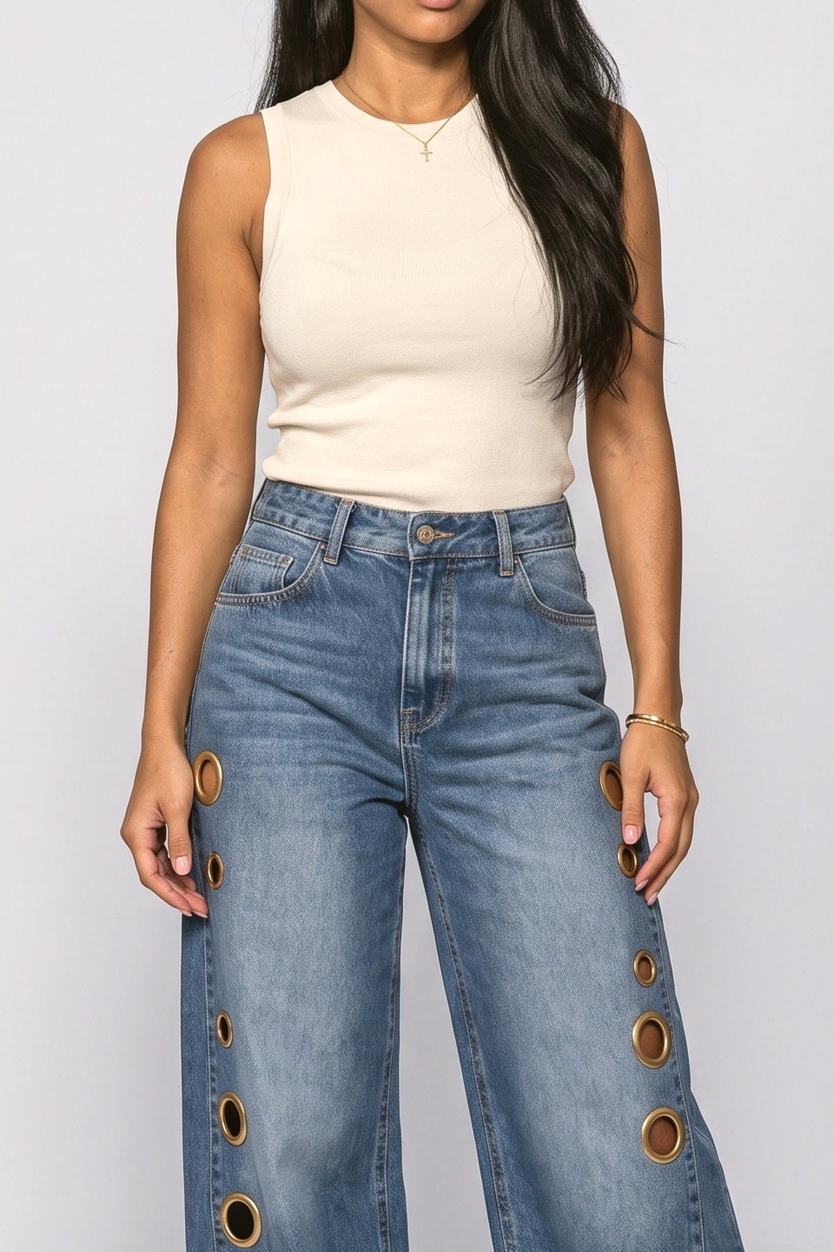 Wide Leg Jeans, fabric detail