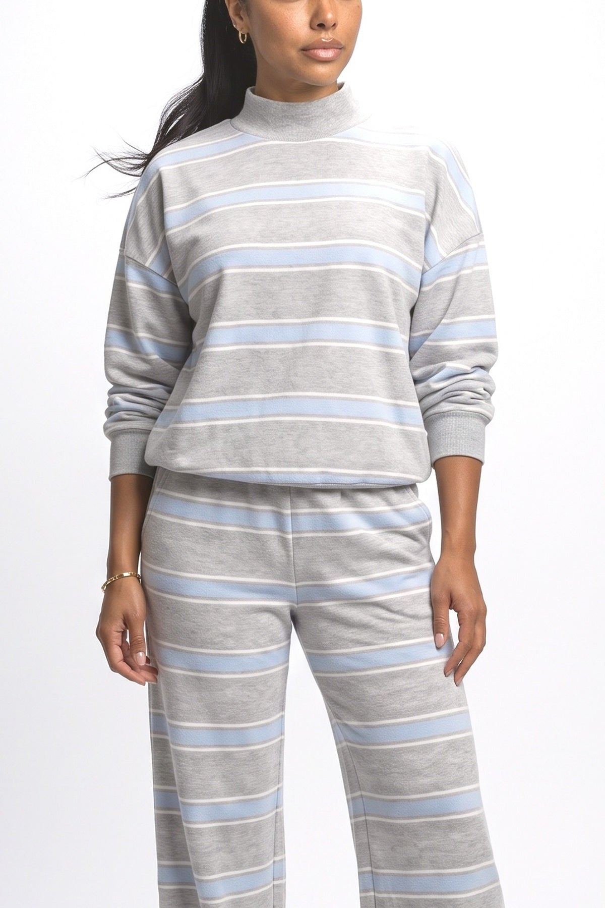 Striped Pants Set Women, fabric detail