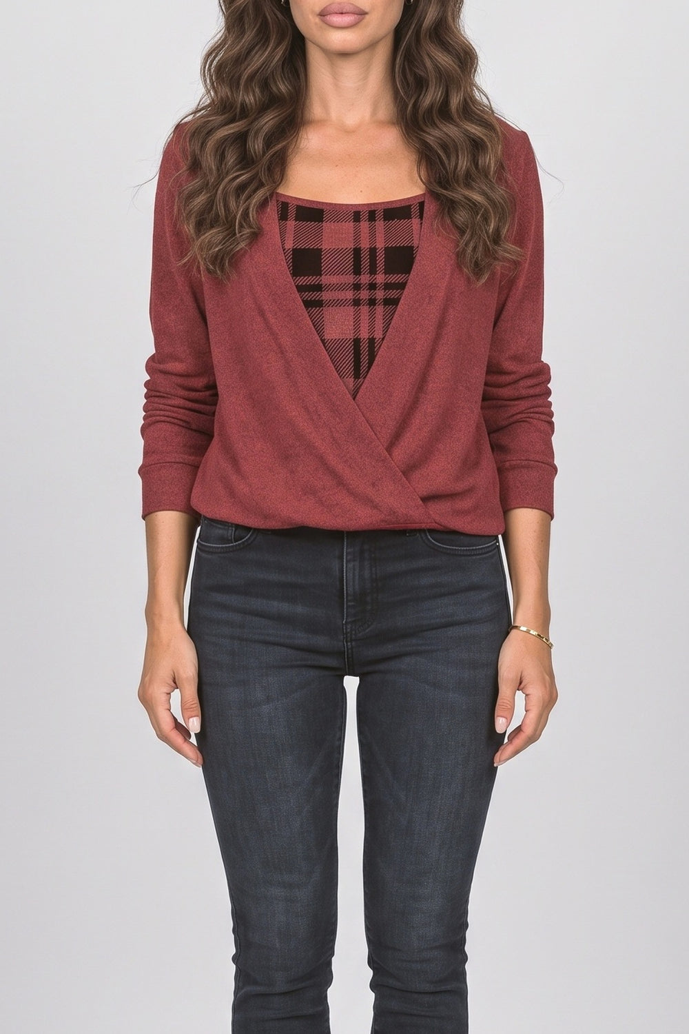Plaid Knit Top, fabric detail