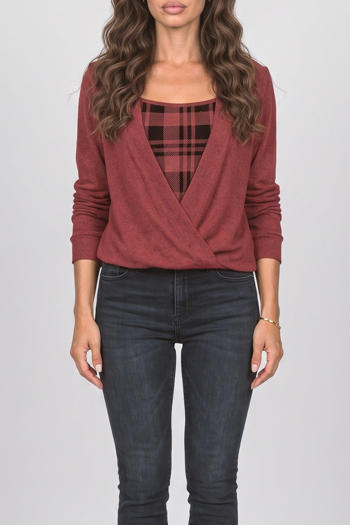 Plaid Knit Top, fabric detail