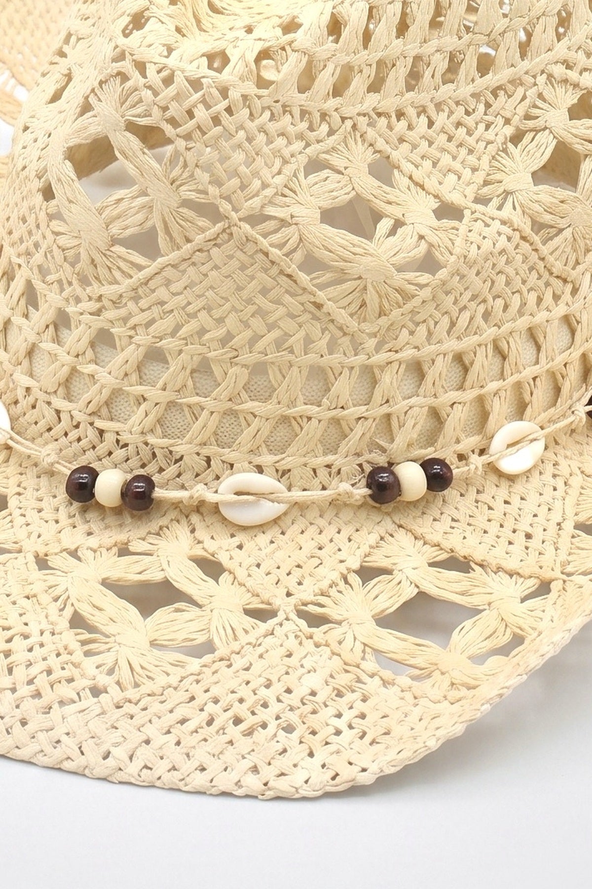 Bohemian Style Shell Element Straw Hat, fabric detail