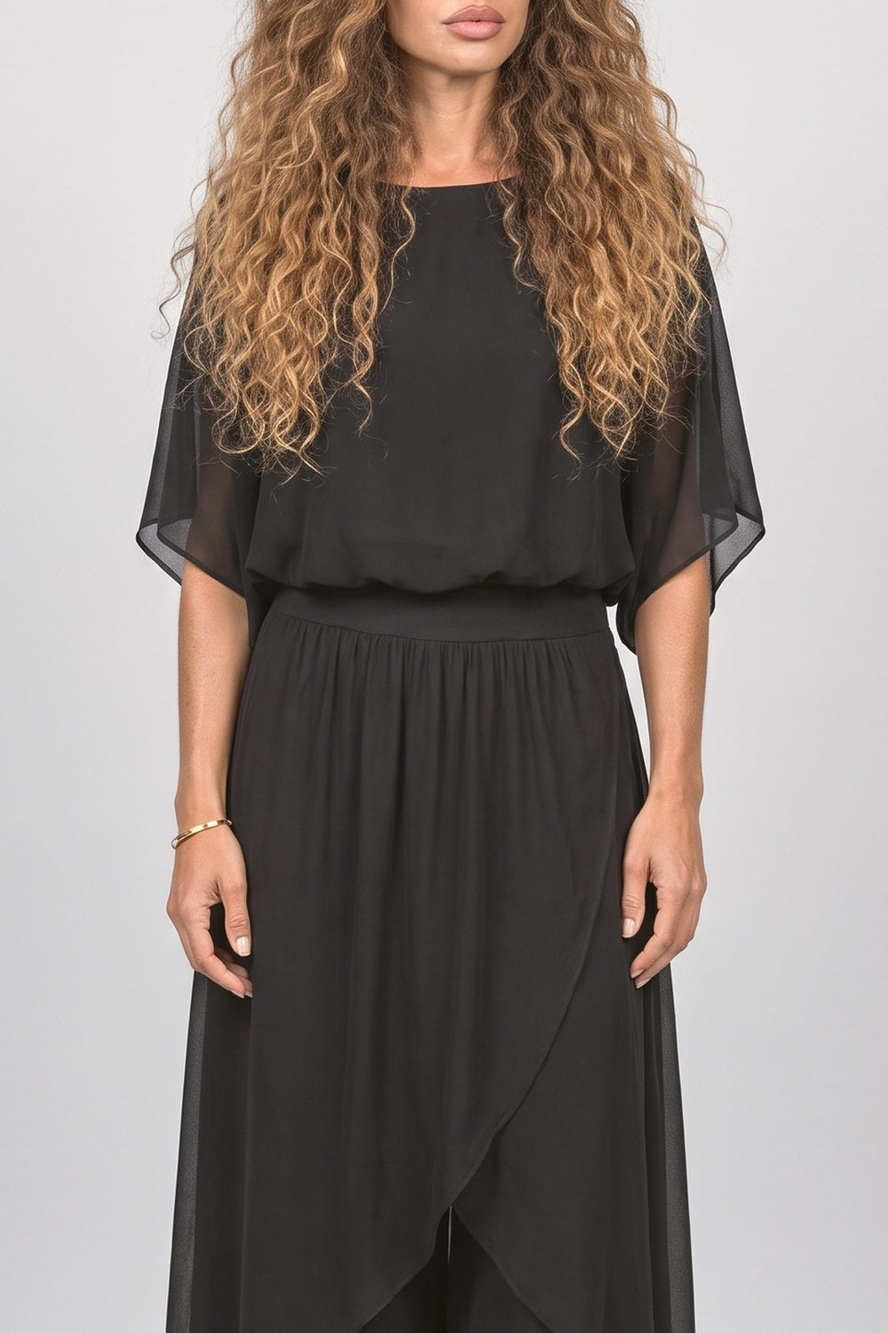Chiffon Flowy Two Piece Outfit, fabric detail